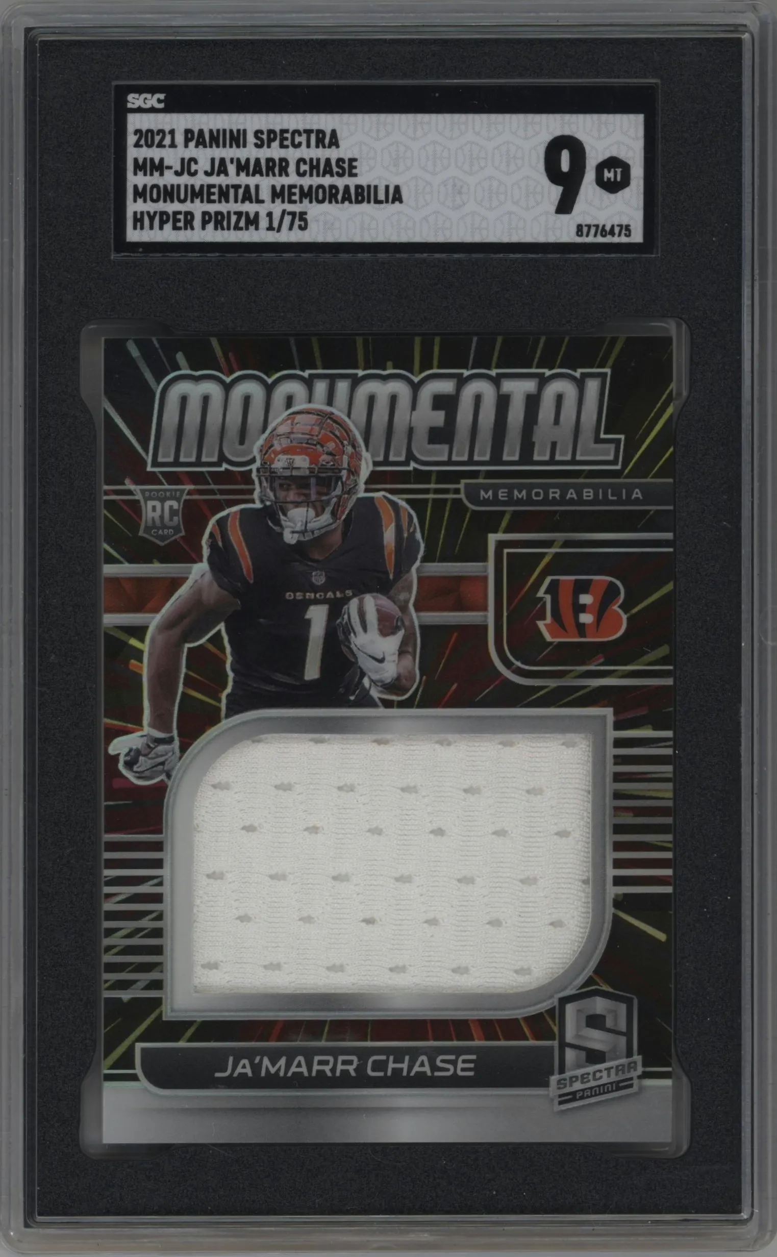 2021 Panini Spectra Monumental Mem. Ja'Marr Chase Hyper #MM-JC SGC 9