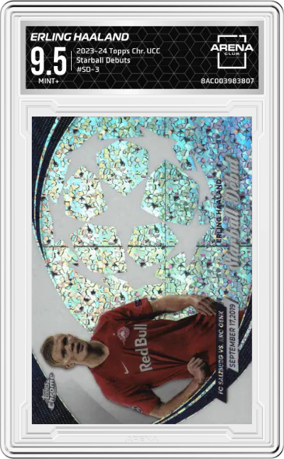 2023 Topps Chrome UEFA Club Competitions Starball Debuts Erling Haaland ARENA CLUB 9.5