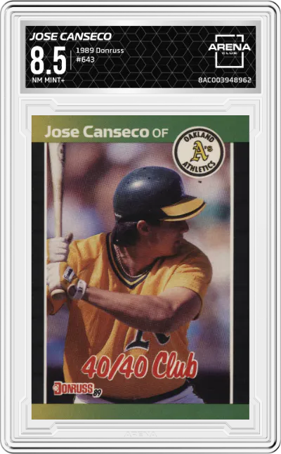 1989 Donruss Jose Canseco #643 ARENA CLUB 8.5