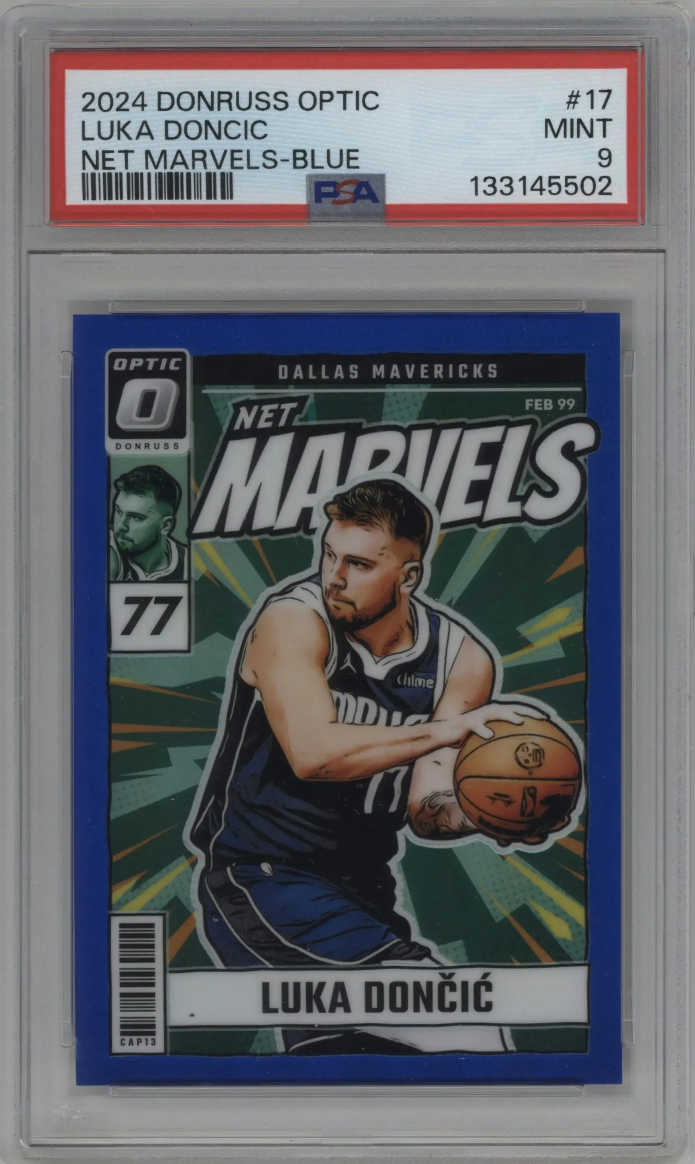 2024 Donruss Optic Net Marvels Luka Doncic Blue #17 PSA 9