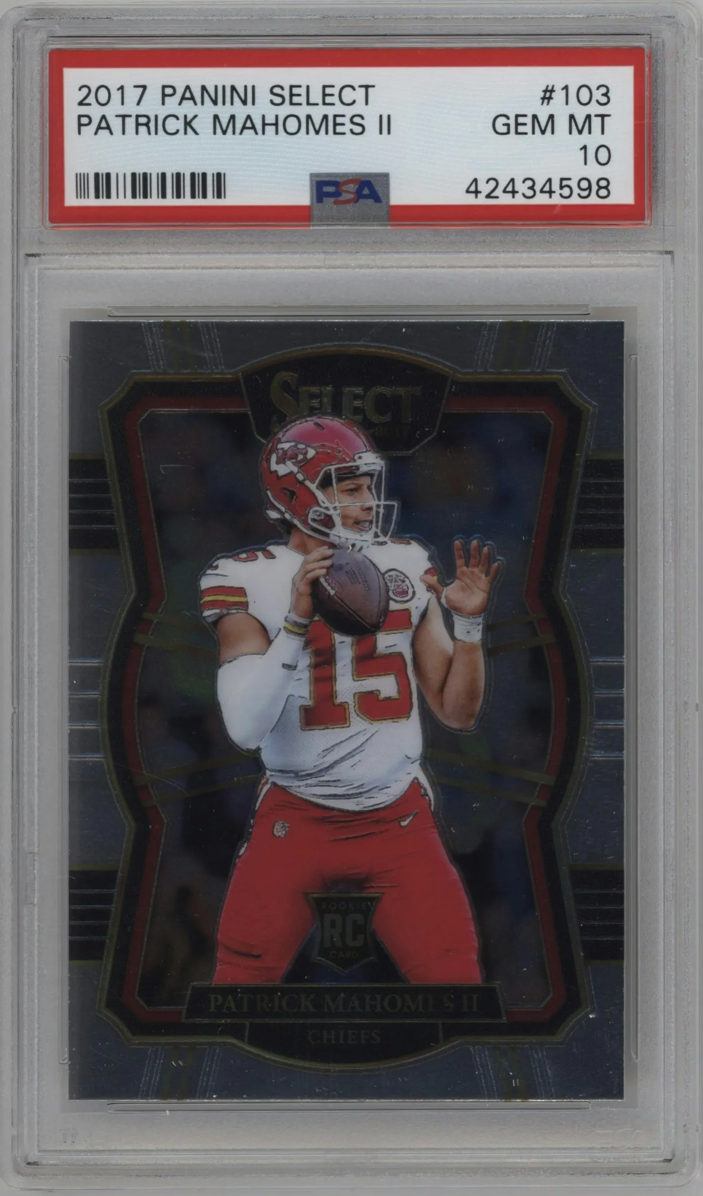 2017 Panini Select Pre.Lvl. Patrick Mahomes II #103 PSA 10