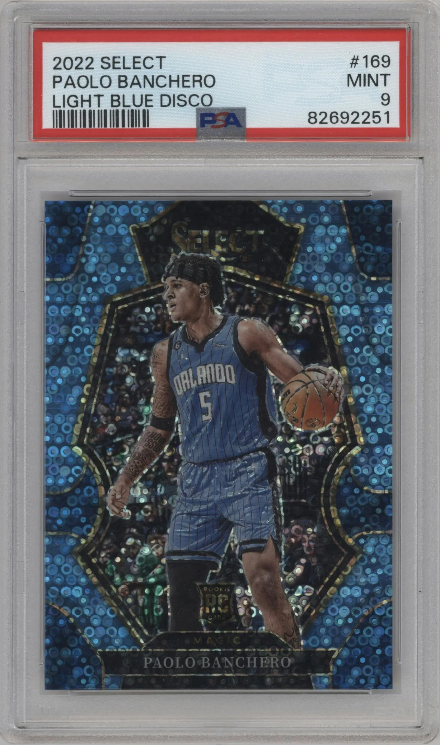 2022 Panini Select Pre.Lvl. Paolo Banchero Disco Light Blue #169 PSA 9