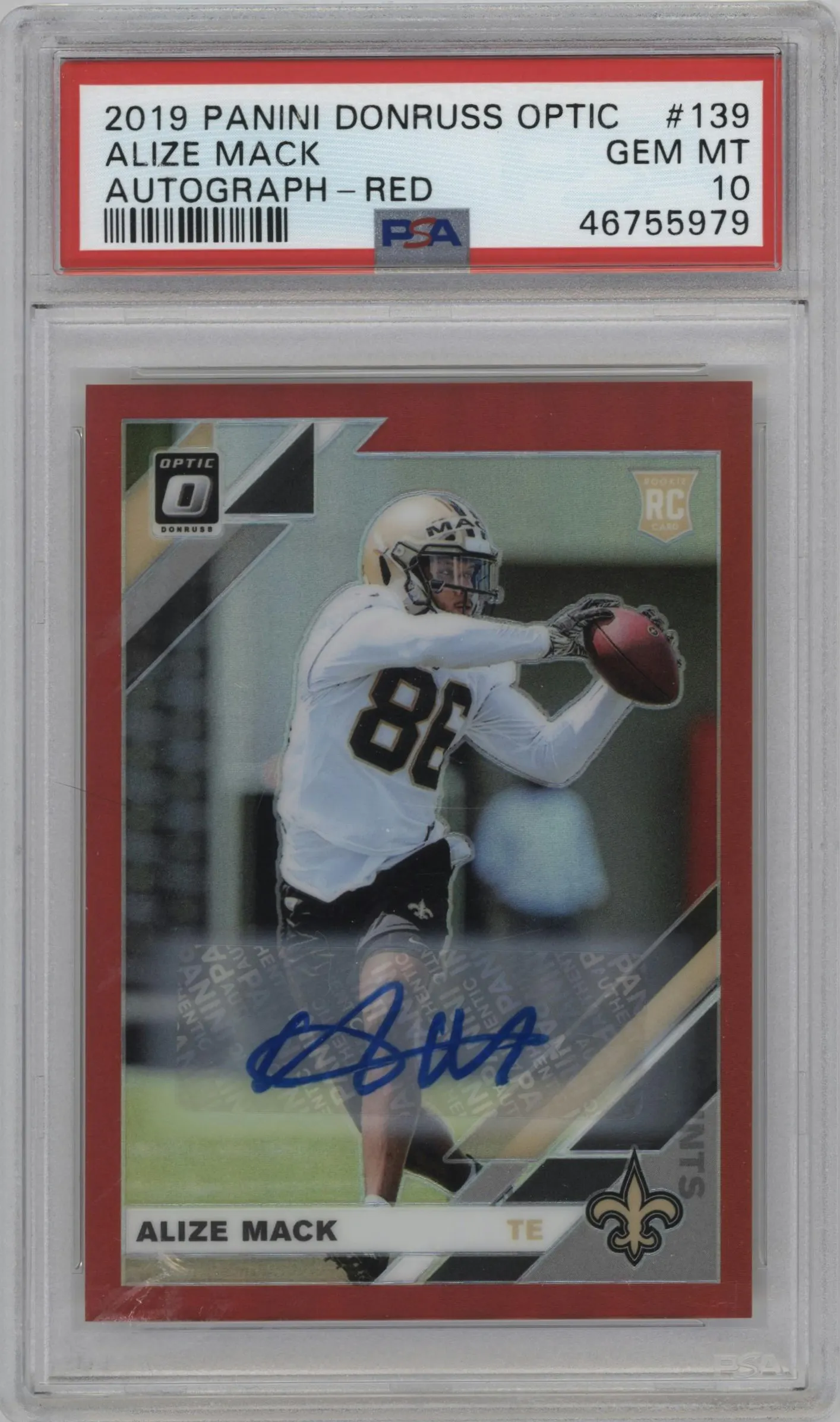 2019 Panini Donruss Optic Rke.Auto Alize Mack Red #139 PSA 10