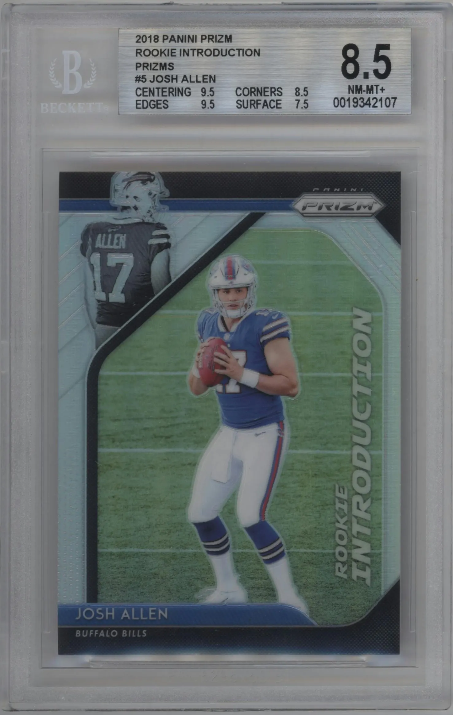 2018 Panini Prizm Rke.Introduction Josh Allen #RI-5 BGS 8.5