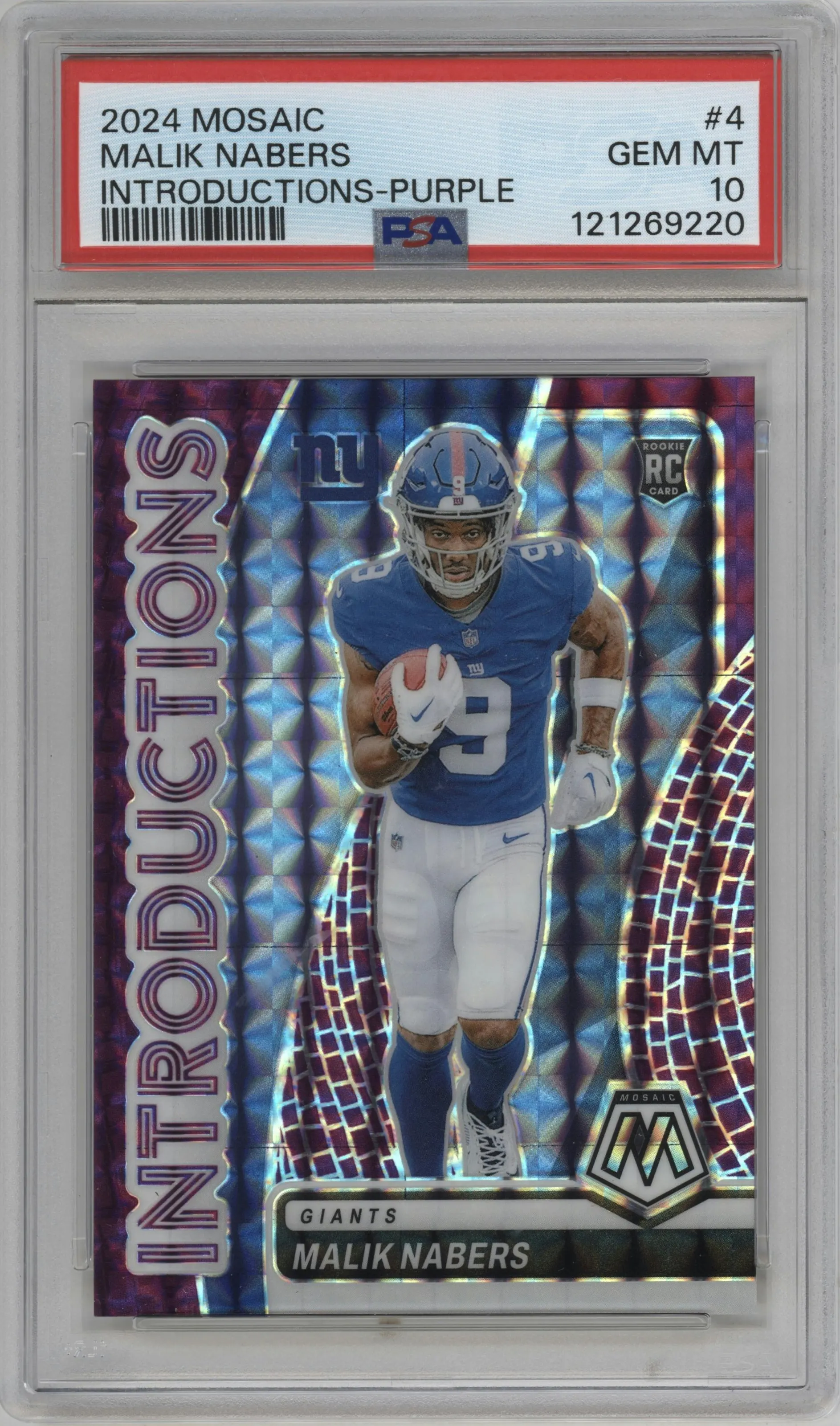 2024 Panini Mosaic Introductions Malik Nabers Purple #4 PSA 10