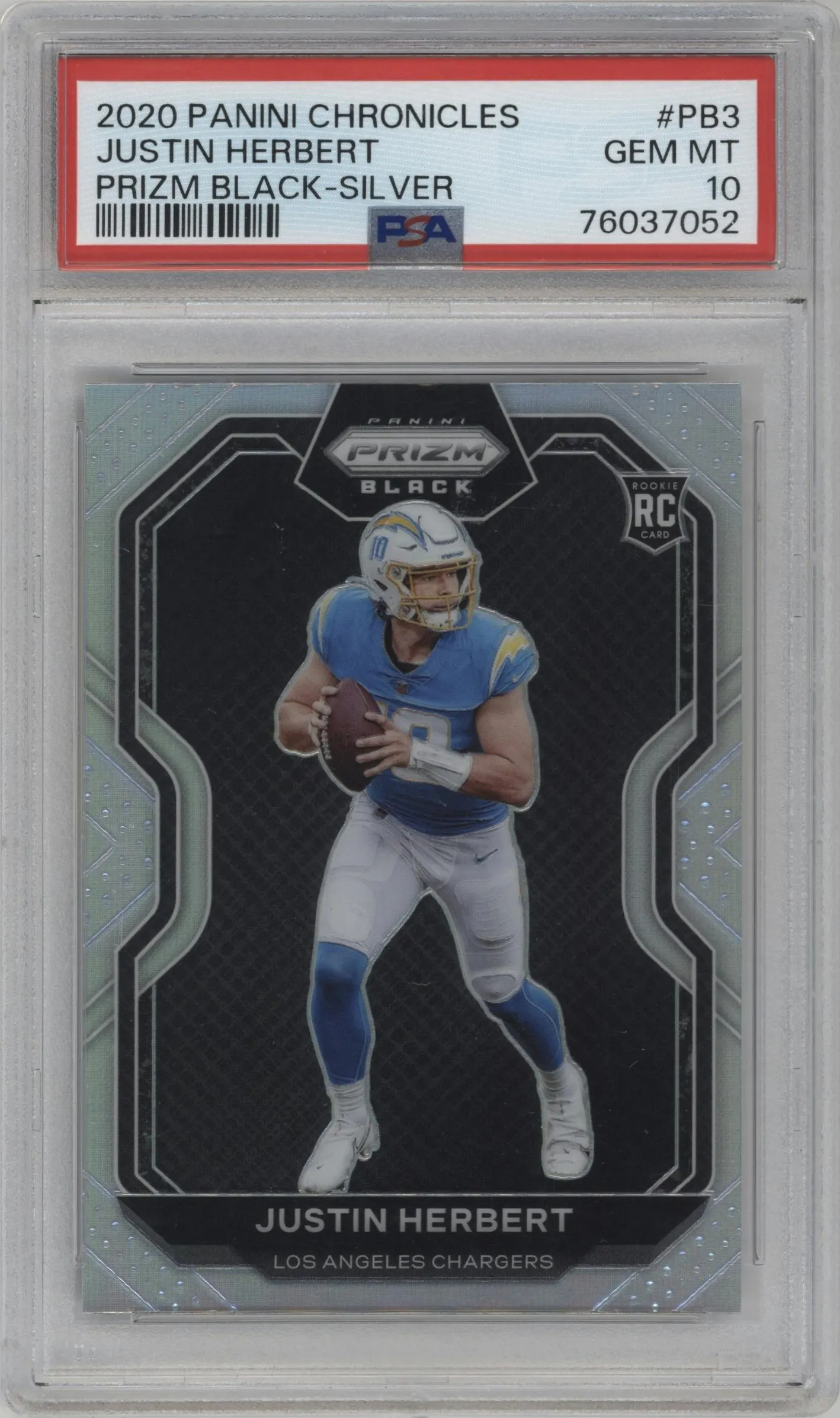 2020 Panini Chronicles Prizm Black Justin Herbert Silver #PB-3 PSA 10