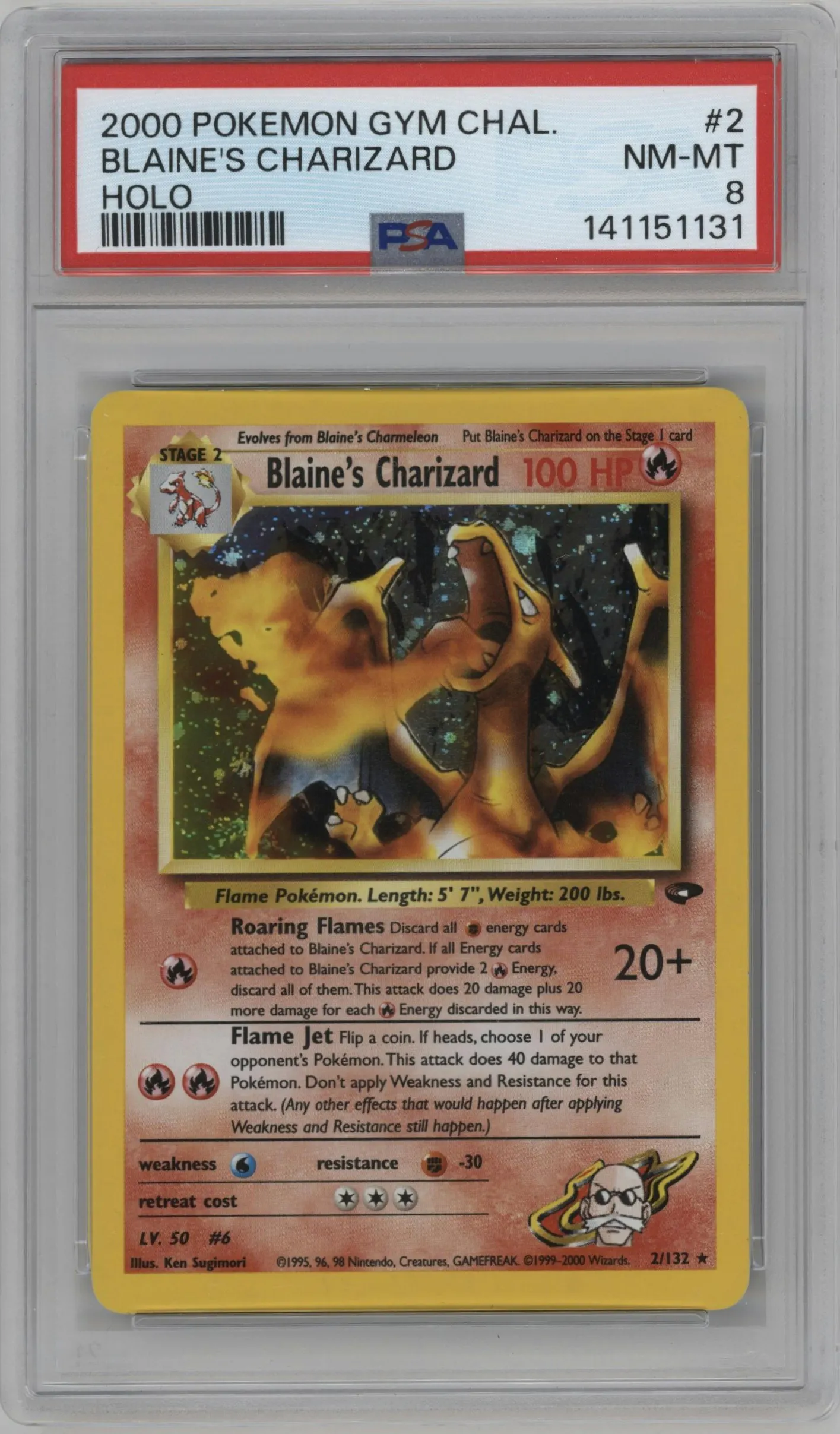 2000 Pokemon GH Gym Challenge Blaine's Charizard #2 PSA 8