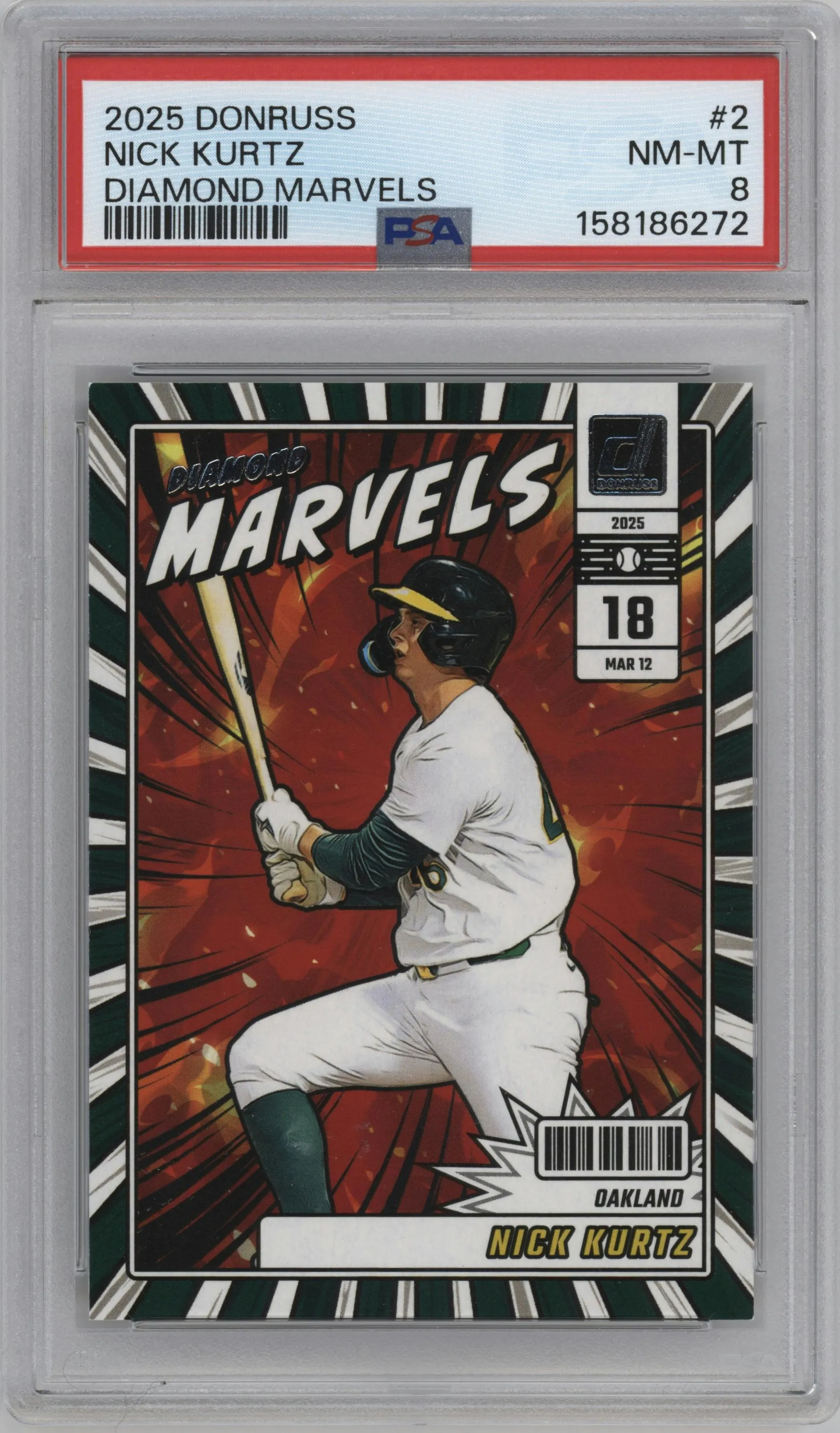 2025 Donruss Diamond Marvels Nick Kurtz #2 PSA 8