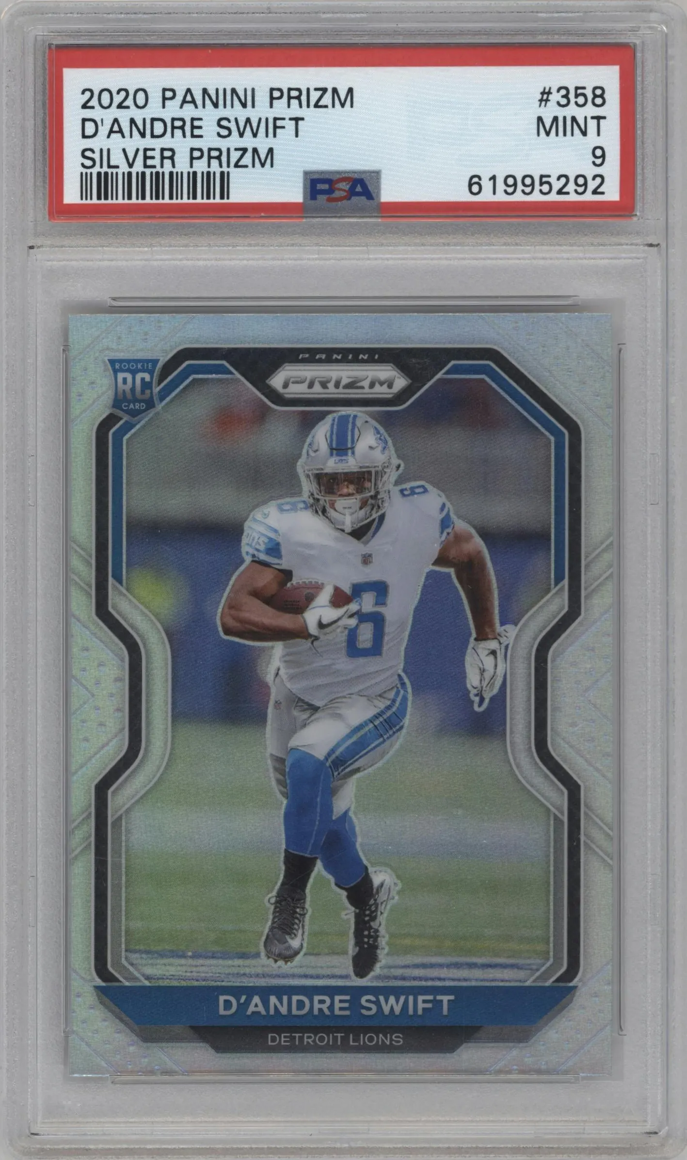 2020 Panini Prizm D'Andre Swift Silver Prizm #358 PSA 9