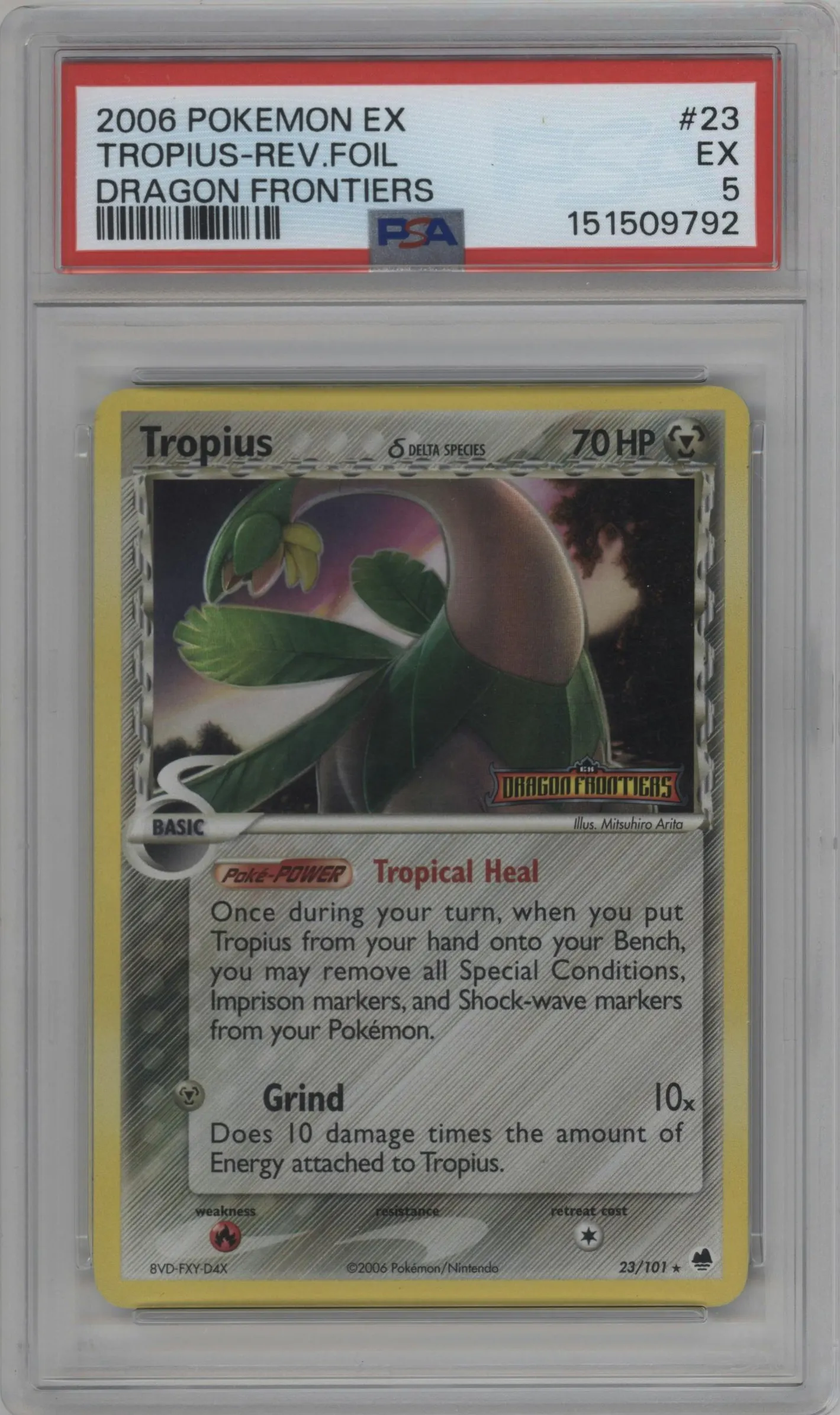 2006 Pokemon EX Dragon Frontiers Tropius #23 PSA 5