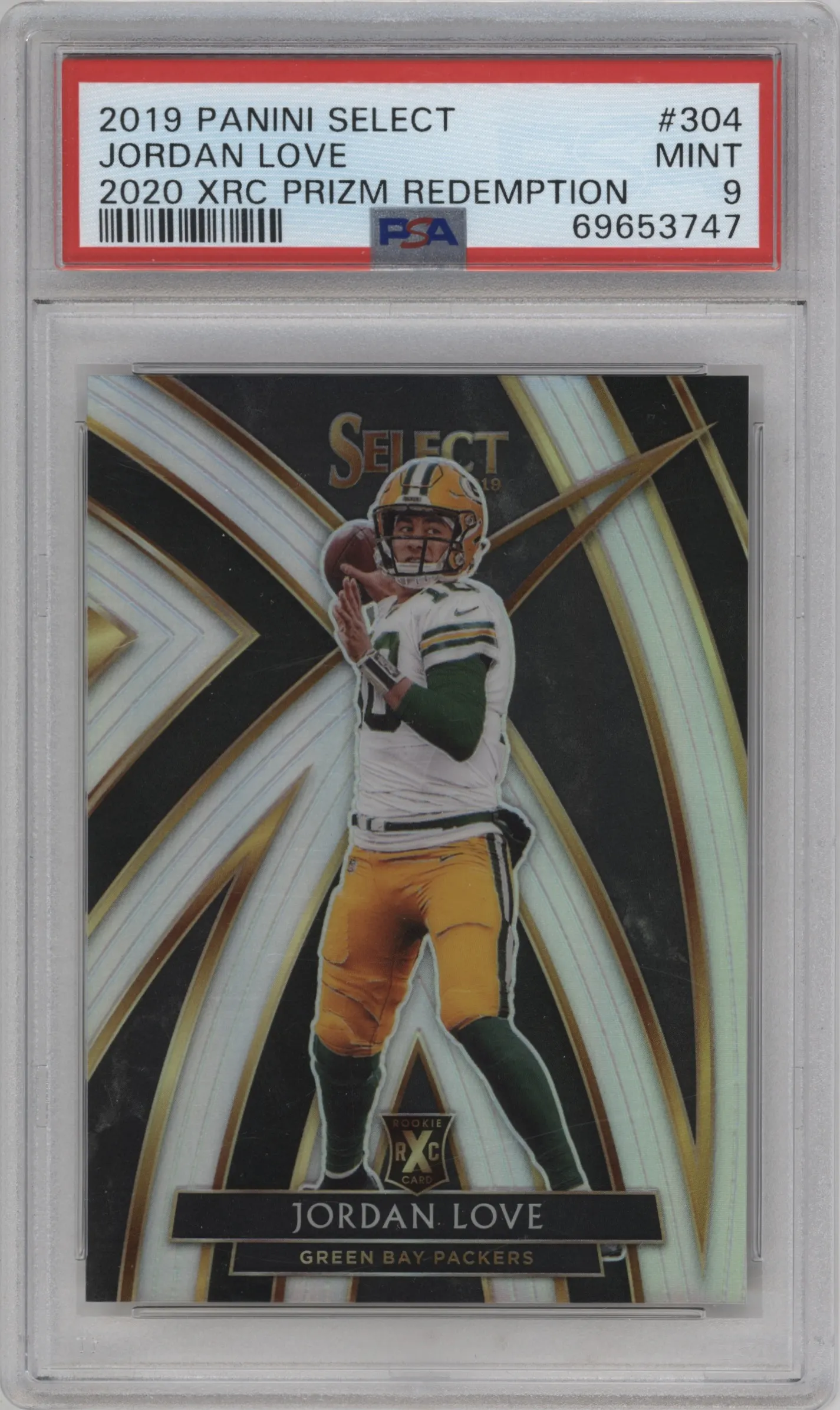 2019 Panini Select 2020 XRC Rdmptn. Jordan Love PSA 9