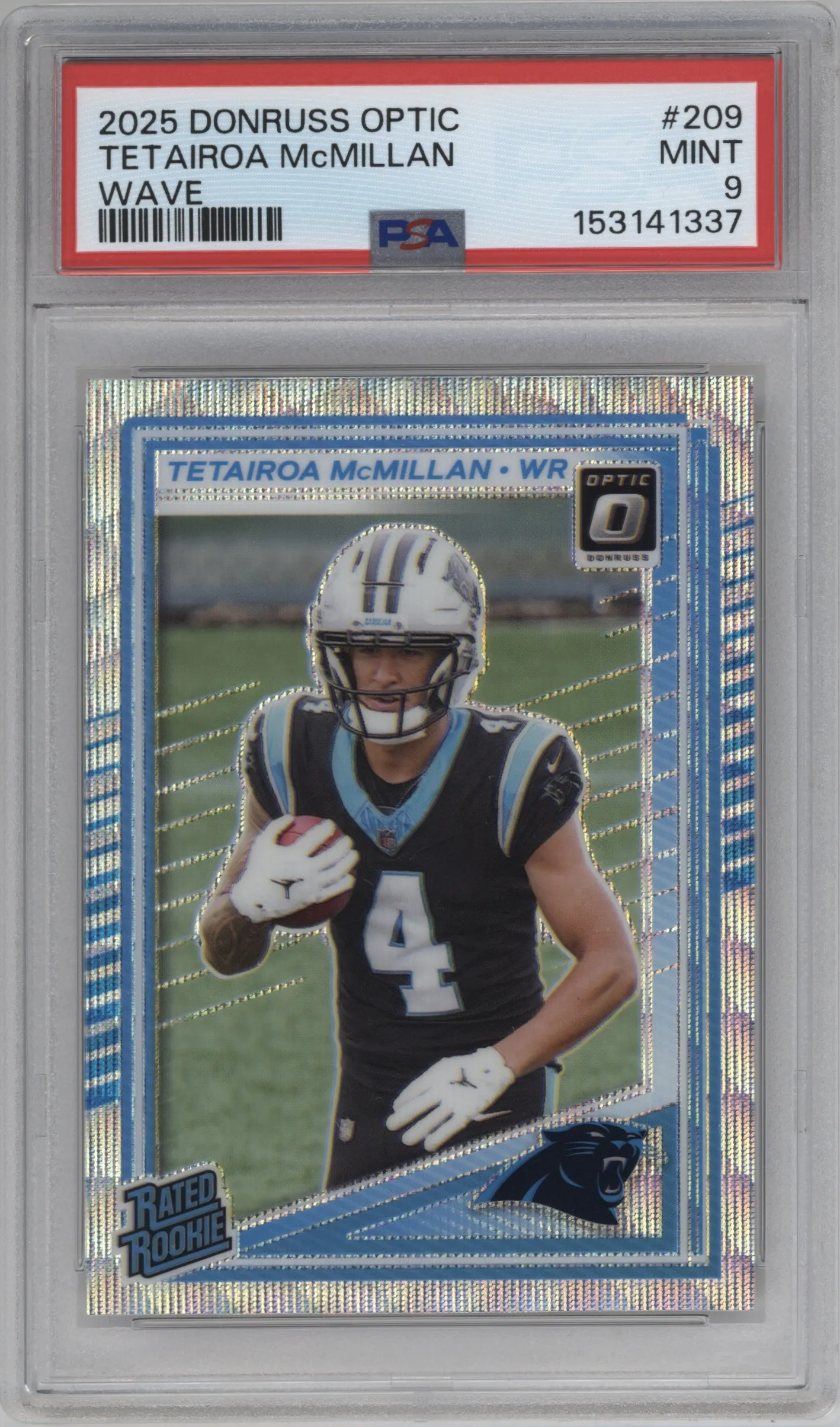 2025 Donruss Optic Rated Rookie Tetairoa McMillan Wave #209 PSA 9