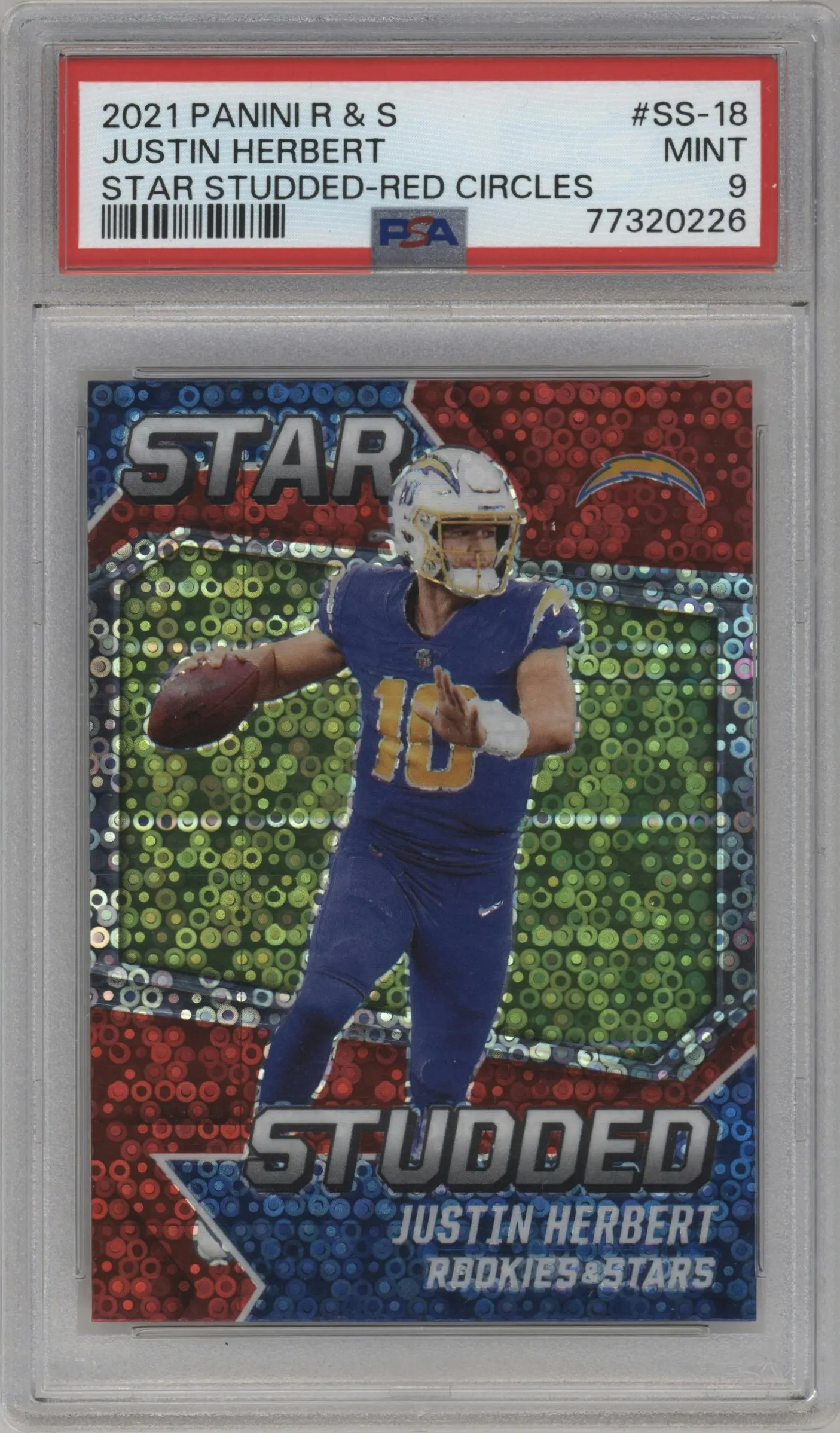 2021 Panini Rookies & Stars Star Studded Justin Herbert Red Circles #SS-18 PSA 9