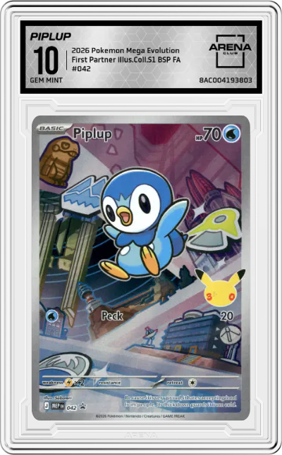 2026 Pokemon Mega Evolution Piplup First Partner Illustration Collection Series 1 #042 ARENA CLUB 10