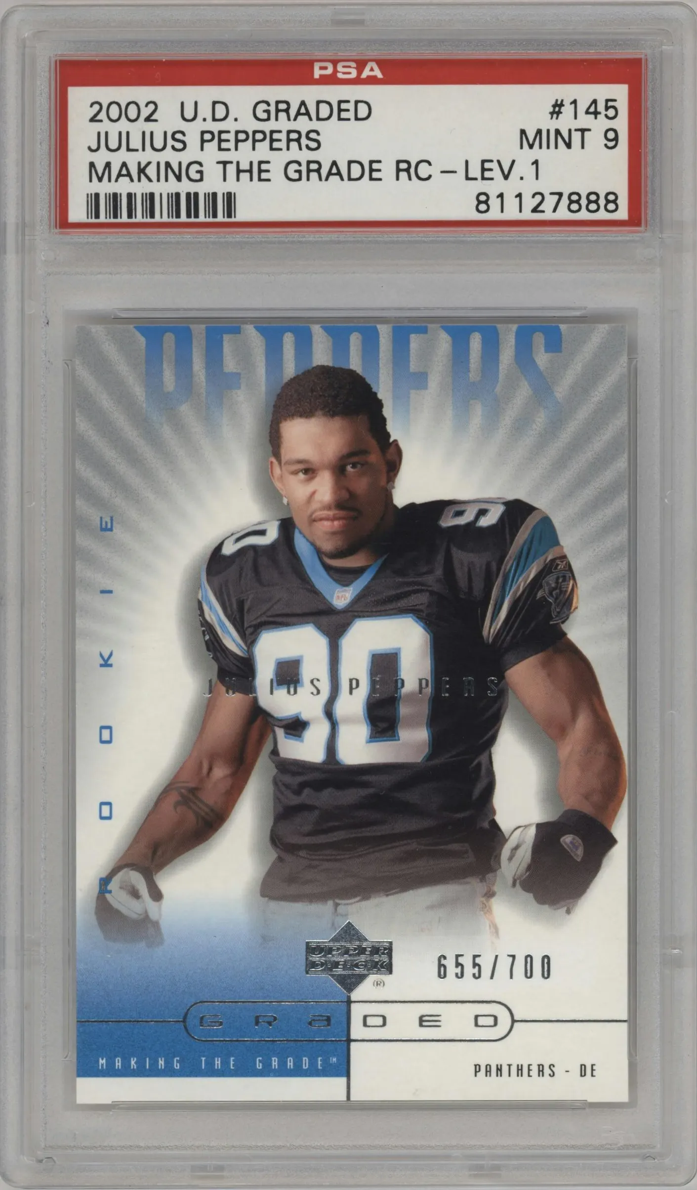 2002 Upper Deck Graded Julius Peppers #145 PSA 9