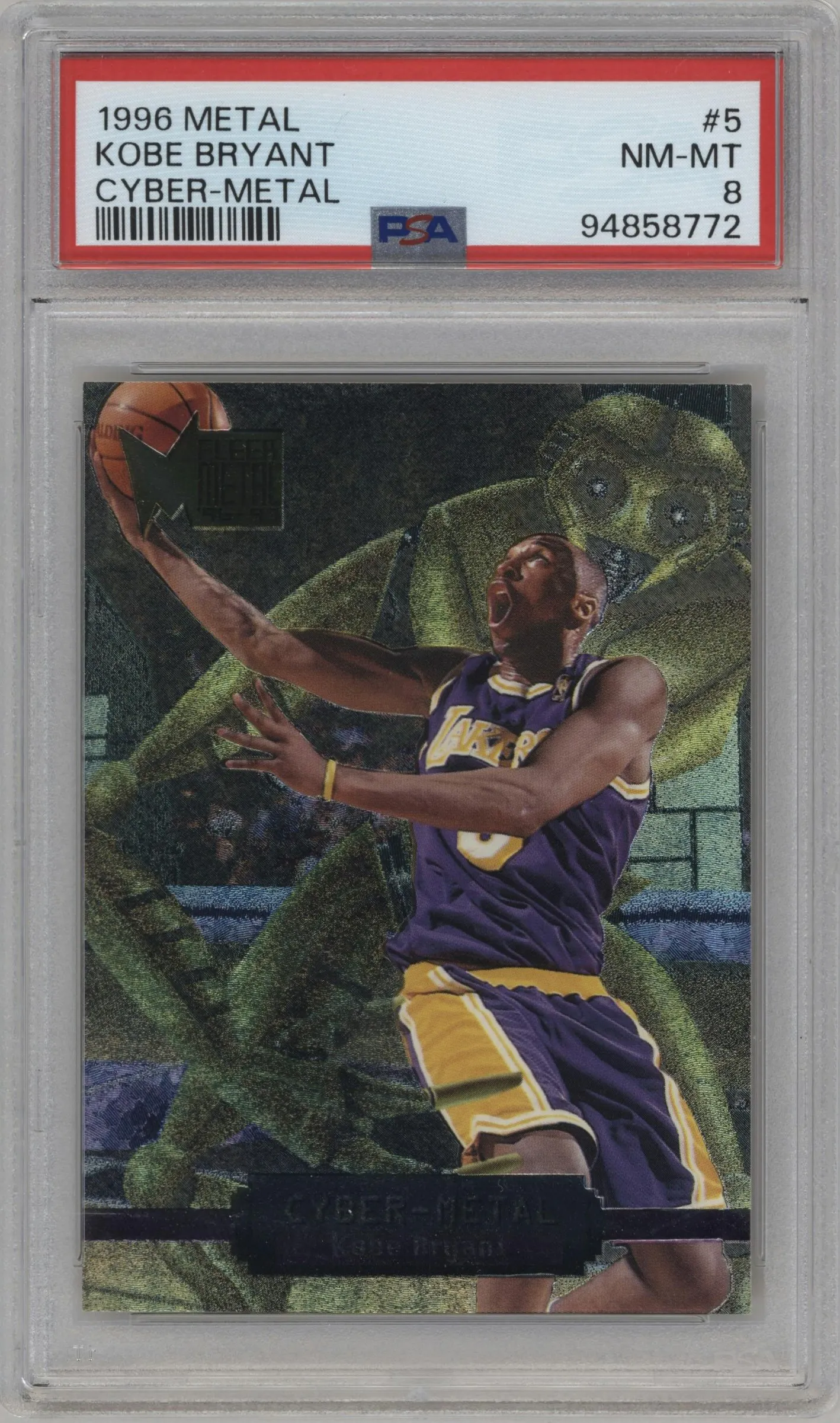 1996 Fleer Metal Cyber-Metal Kobe Bryant #5 PSA 8