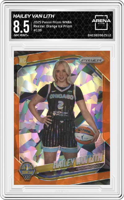 2025 Panini Prizm WNBA Rke.Var. Hailey Van Lith Orange Ice Prizm ARENA CLUB 8.5