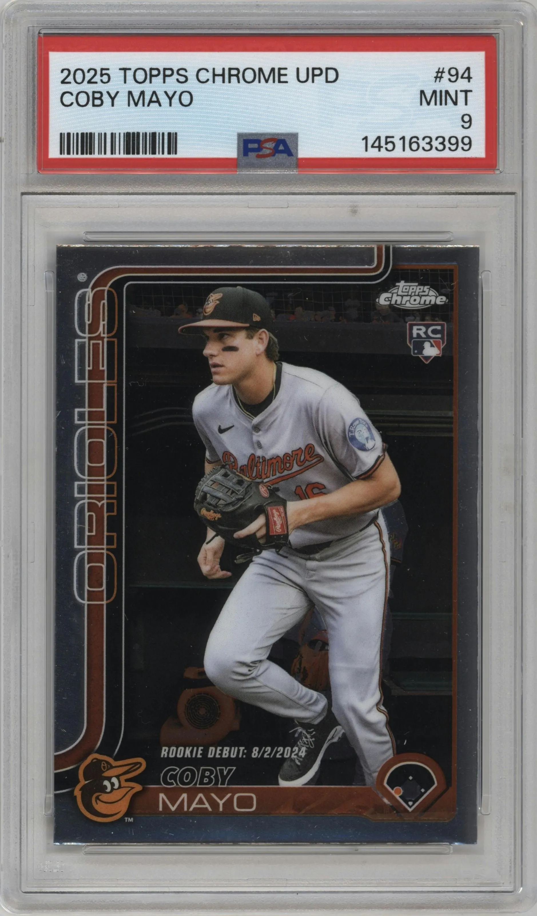 2025 Topps Chrome Update Coby Mayo #USC94 PSA 9