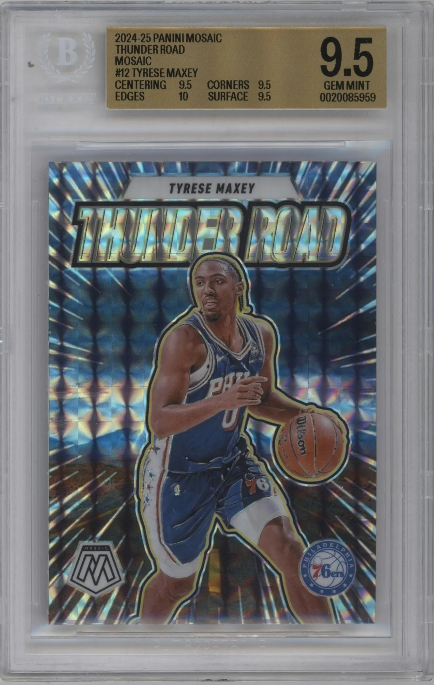 2024 Panini Mosaic Thunder Road Tyrese Maxey Mosaic #12 BGS 9.5