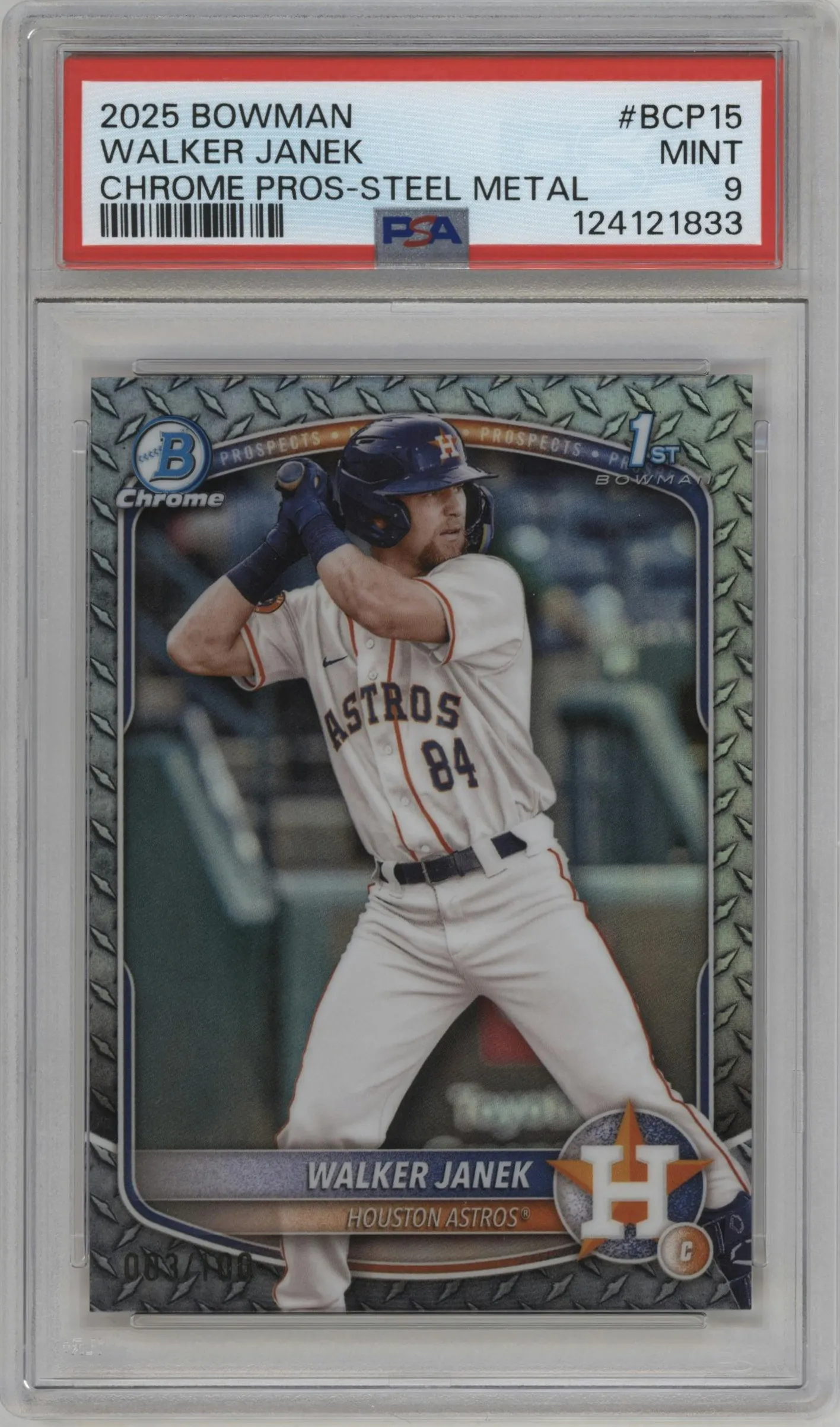 2025 Bowman Chr.Pros Walker Janek Steel Metal Refractor #BCP-15 PSA 9