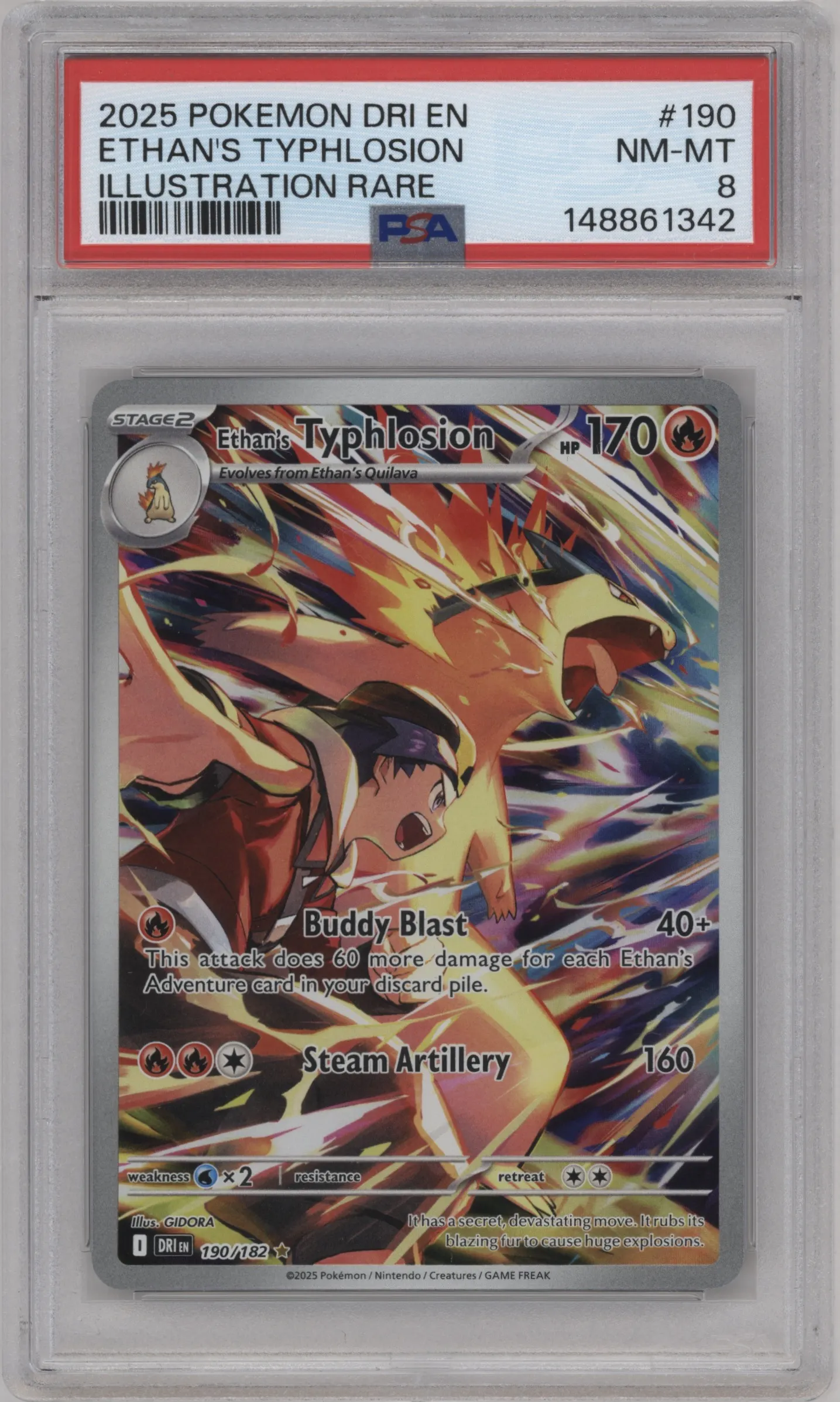 2025 Pokemon SV Destined Rivals Ethan's Typhlosion #190 PSA 8