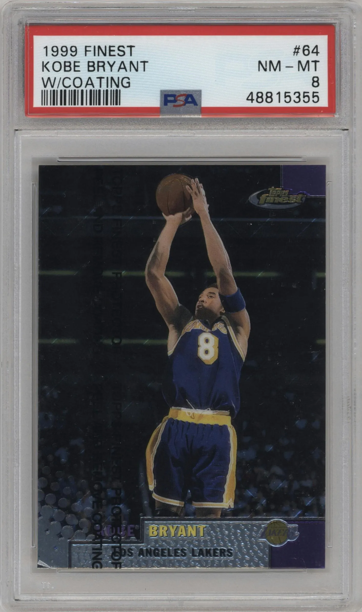 1999 Topps Finest Kobe Bryant W/ Coating #64 PSA 8