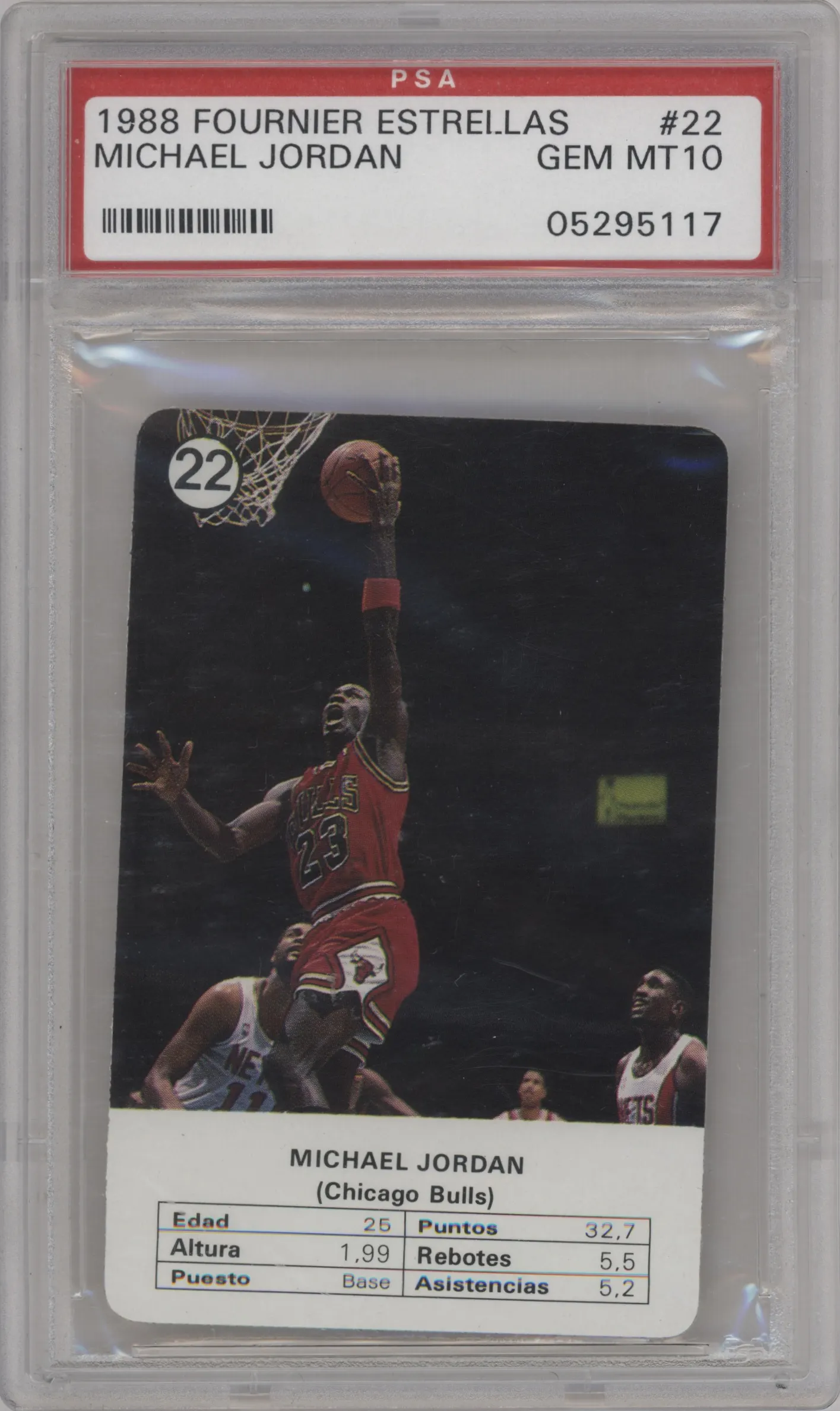 1988 Fournier Estrellas Michael Jordan #22 PSA 10