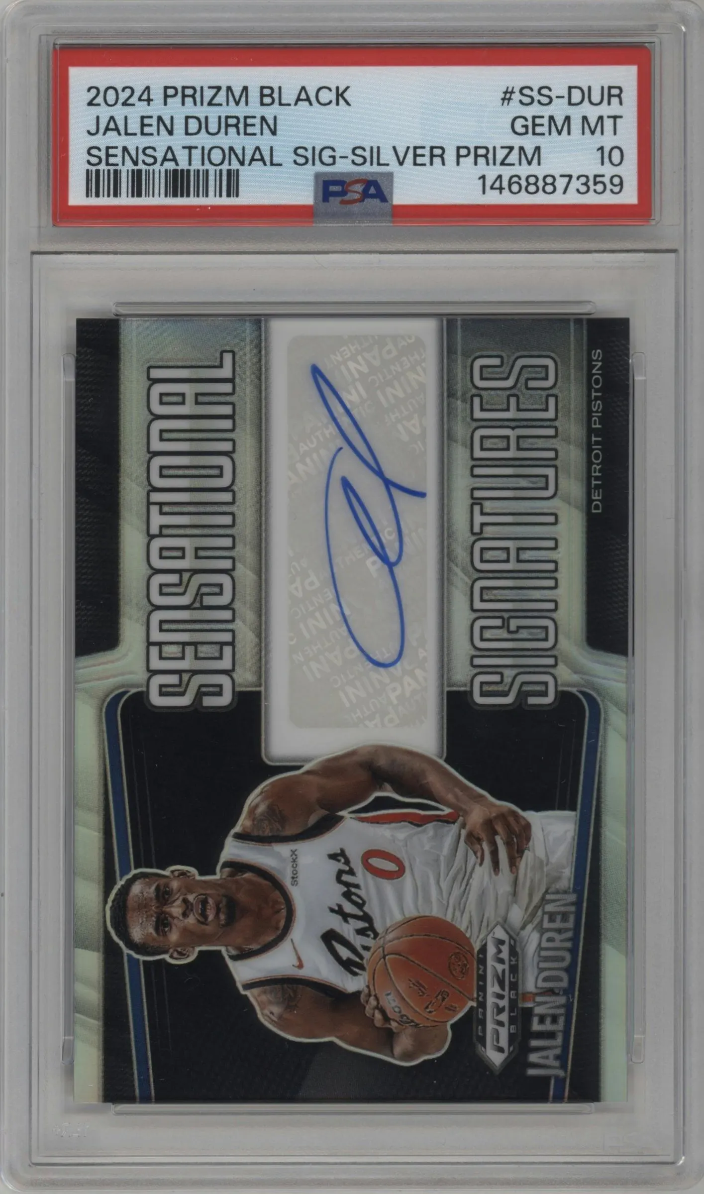 2024 Panini Prizm Black Sensational Sig. Jalen Duren Silver #SS-DUR PSA 10