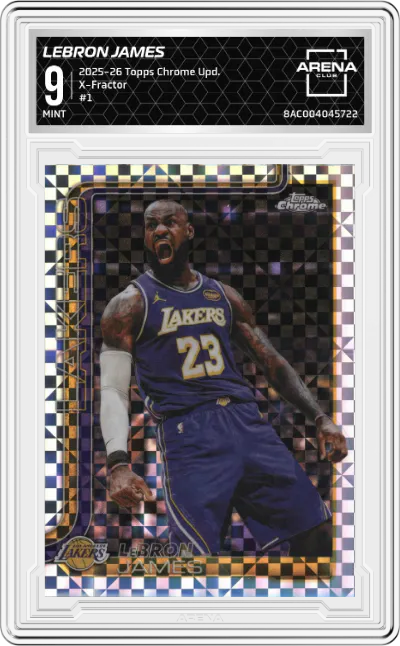 2025 Topps Chrome Update LeBron James X-Fractor #1 ARENA CLUB 9