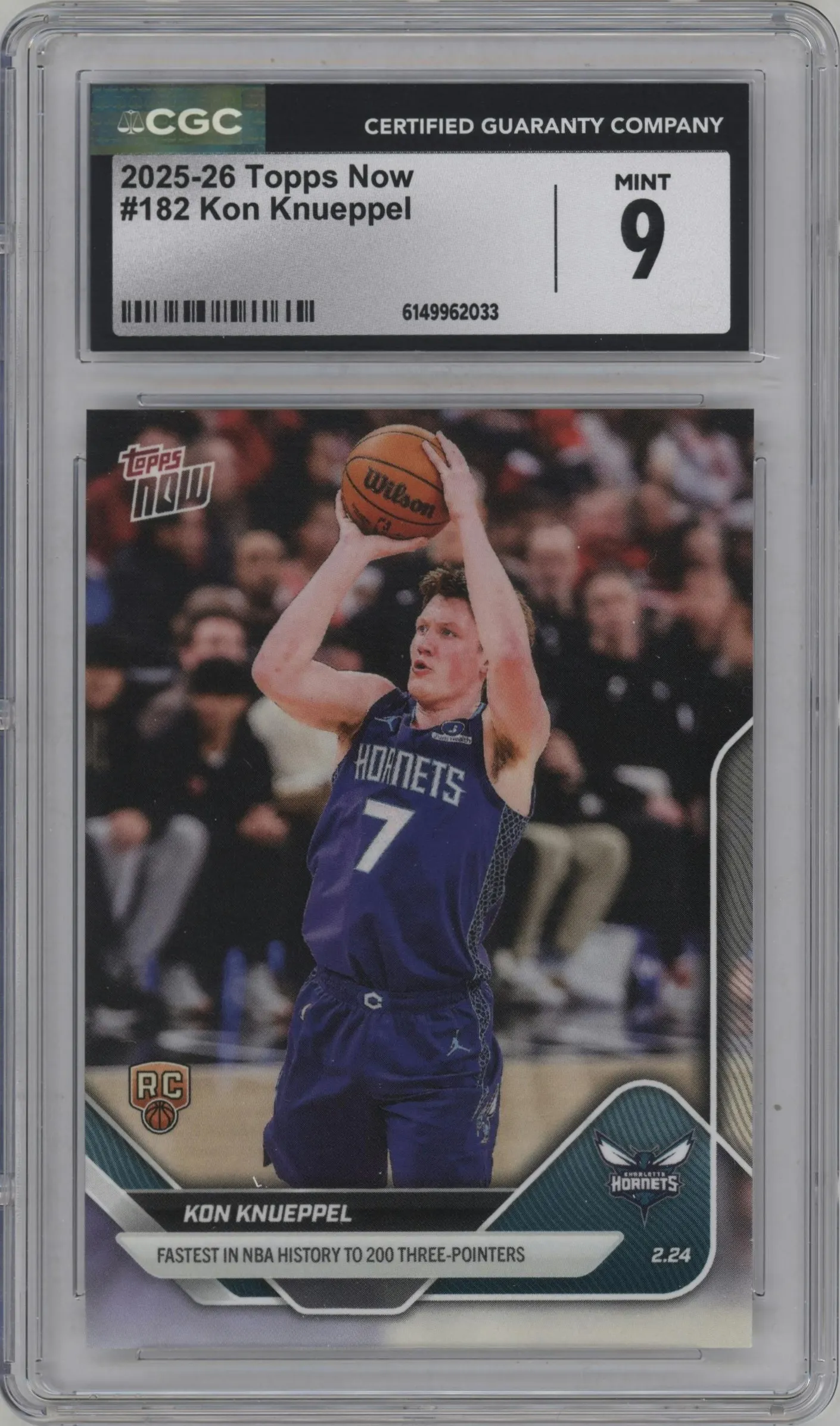 2025 Topps Now Kon Knueppel #182 CGC 9