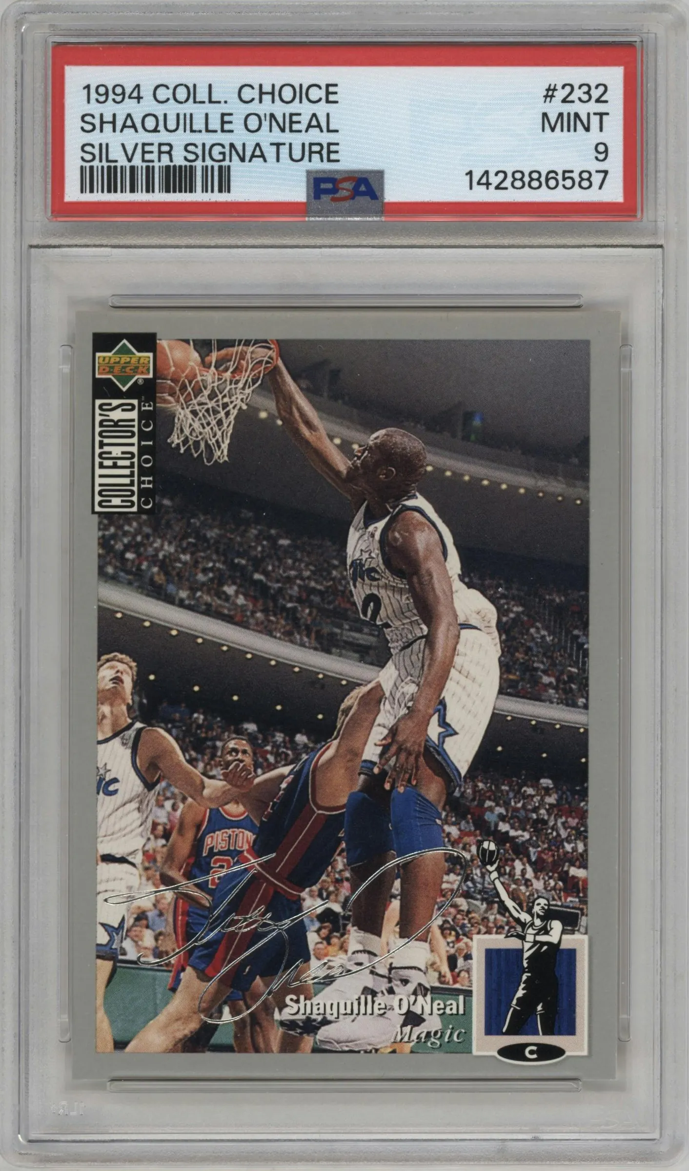 1994 Upper Deck Collector's Choice Shaquille O'Neal Silver Sig. #232 PSA 9