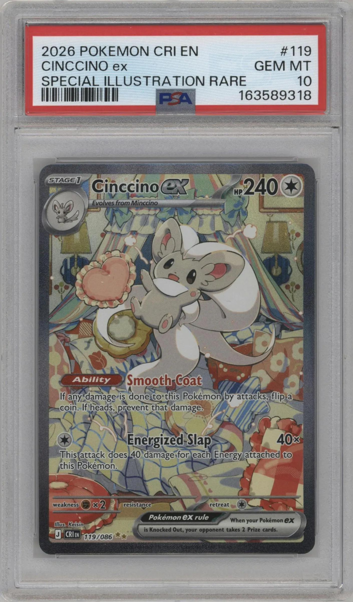 2026 Pokemon Mega Evolution Chaos Rising Cinccino ex #119 PSA 10
