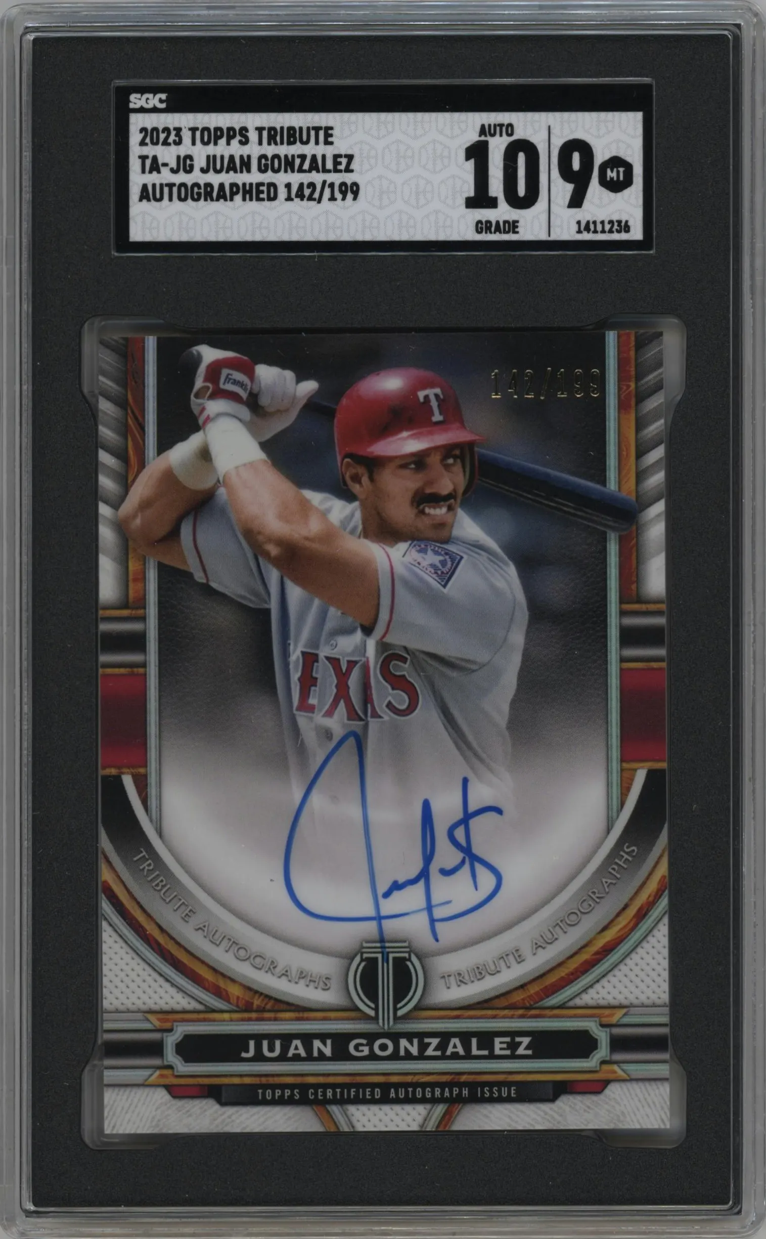 2023 Topps Tribute Tribute Auto Juan Gonzalez #TA-JG SGC 9