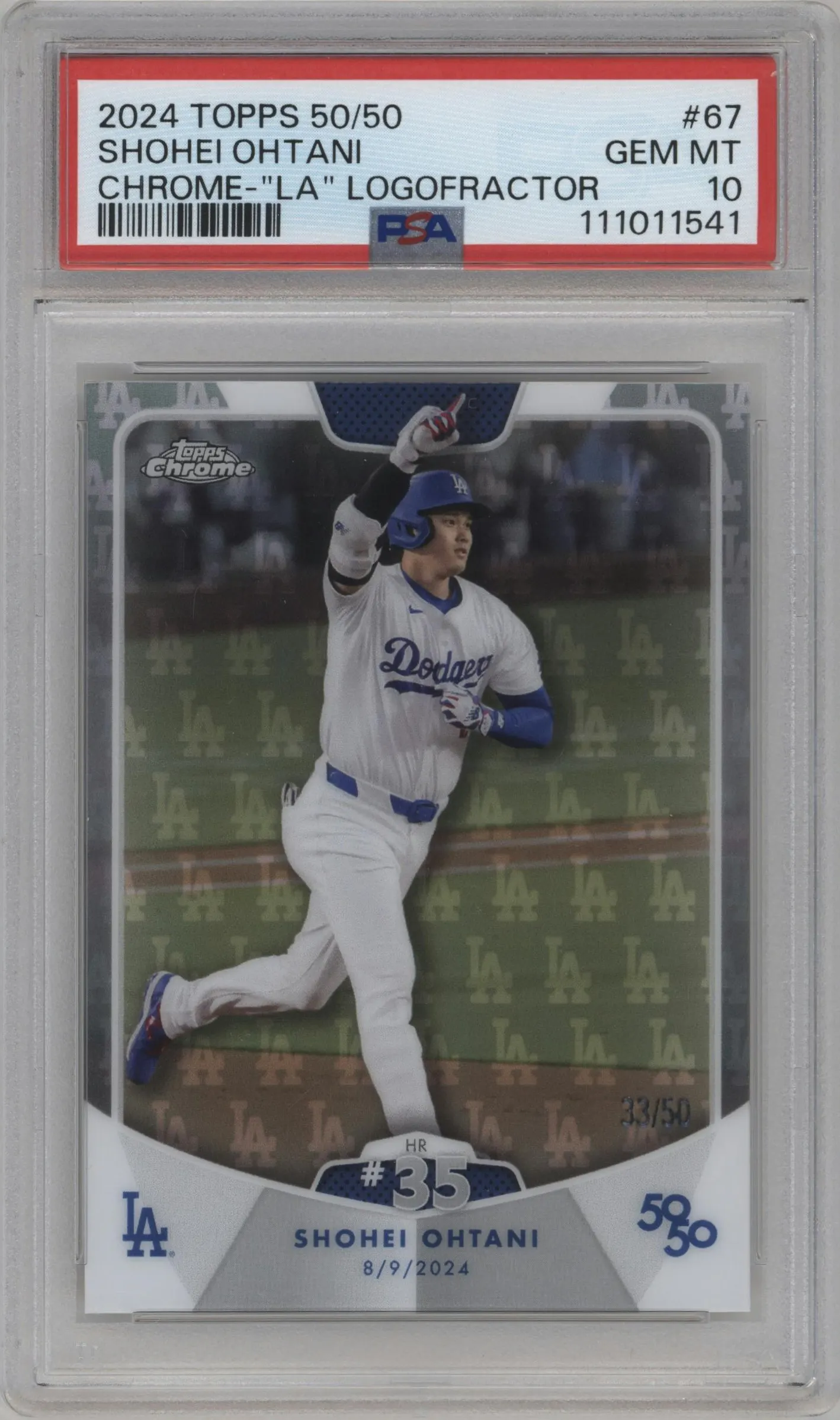 2024 Topps 50/50 Shohei Ohtani Chrome LA Logofractor #67 PSA 10