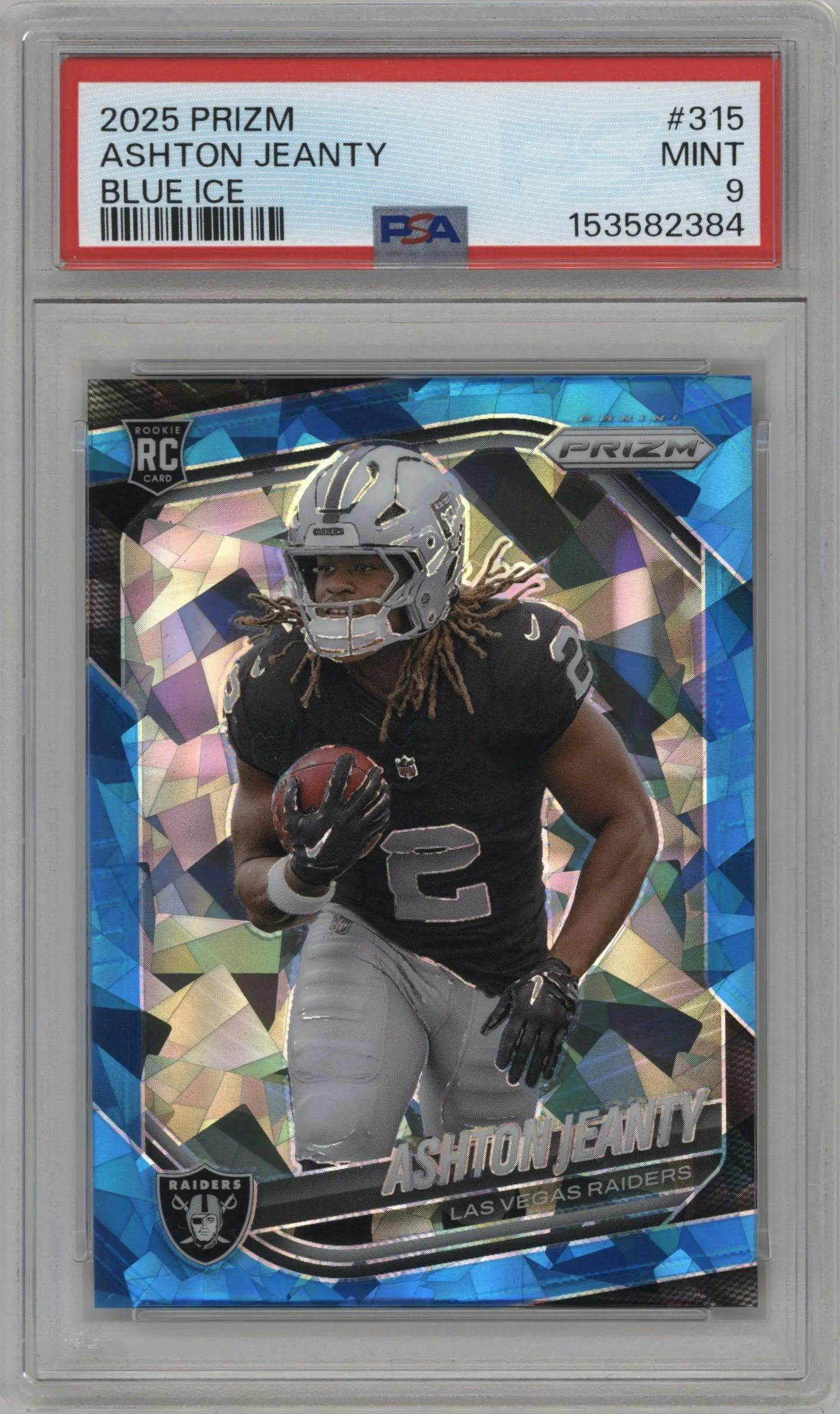 2025 Panini Prizm Ashton Jeanty Blue Ice #315 PSA 9