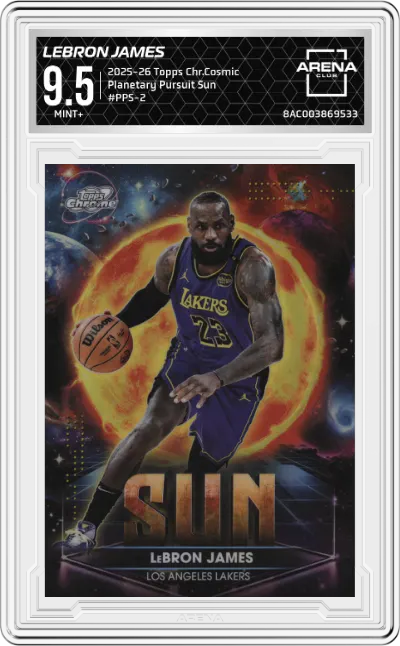 2025 Topps Chrome Cosmic Planetary Pursuit Sun LeBron James #PPS-2 ARENA CLUB 9.5