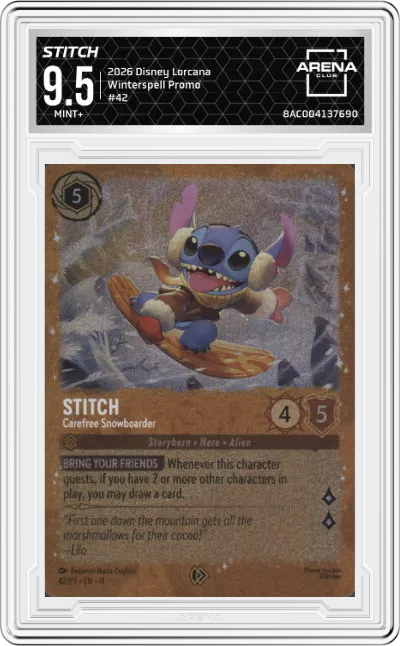 2026 Disney Lorcana Winterspell Promo Stitch #42 ARENA CLUB 9.5