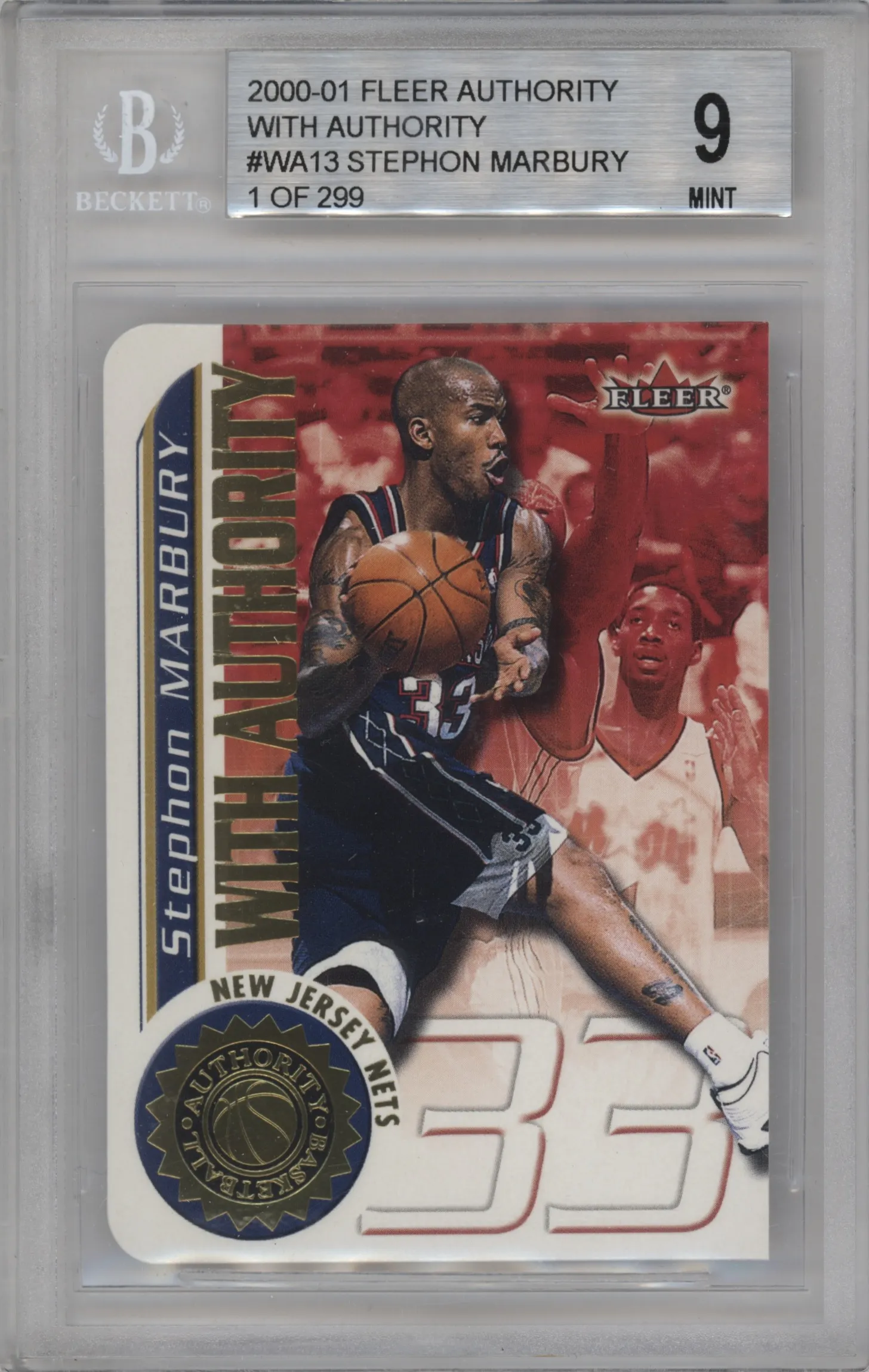 2000 Fleer Authority With Authority Stephon Marbury WA #13 WA BGS 9