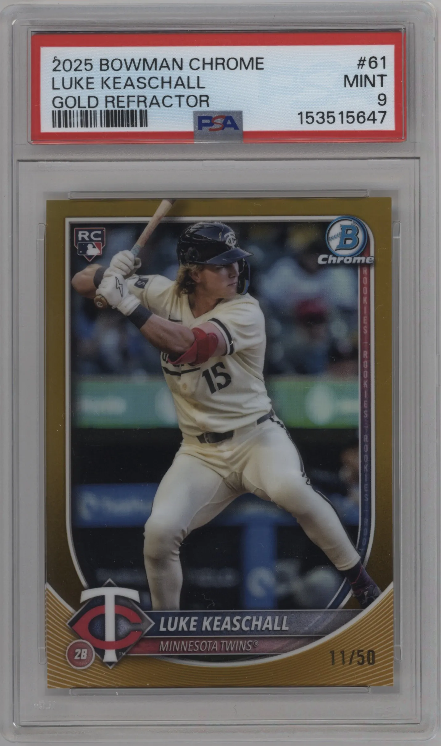 2025 Bowman Chrome Luke Keaschall Gold #61 PSA 9