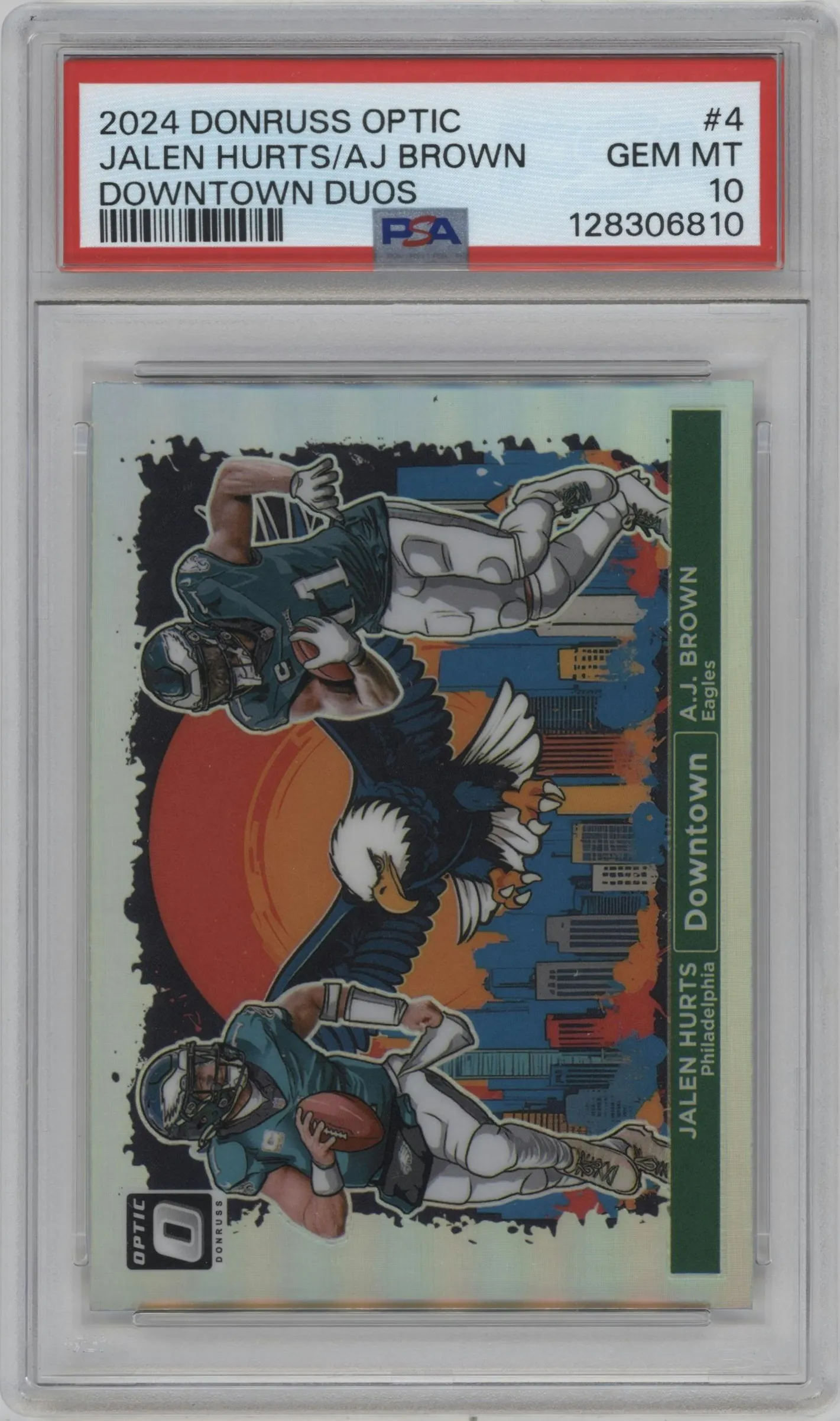2024 Donruss Optic Downtown Duos Jalen Hurts/A.J. Brown #4 PSA 10