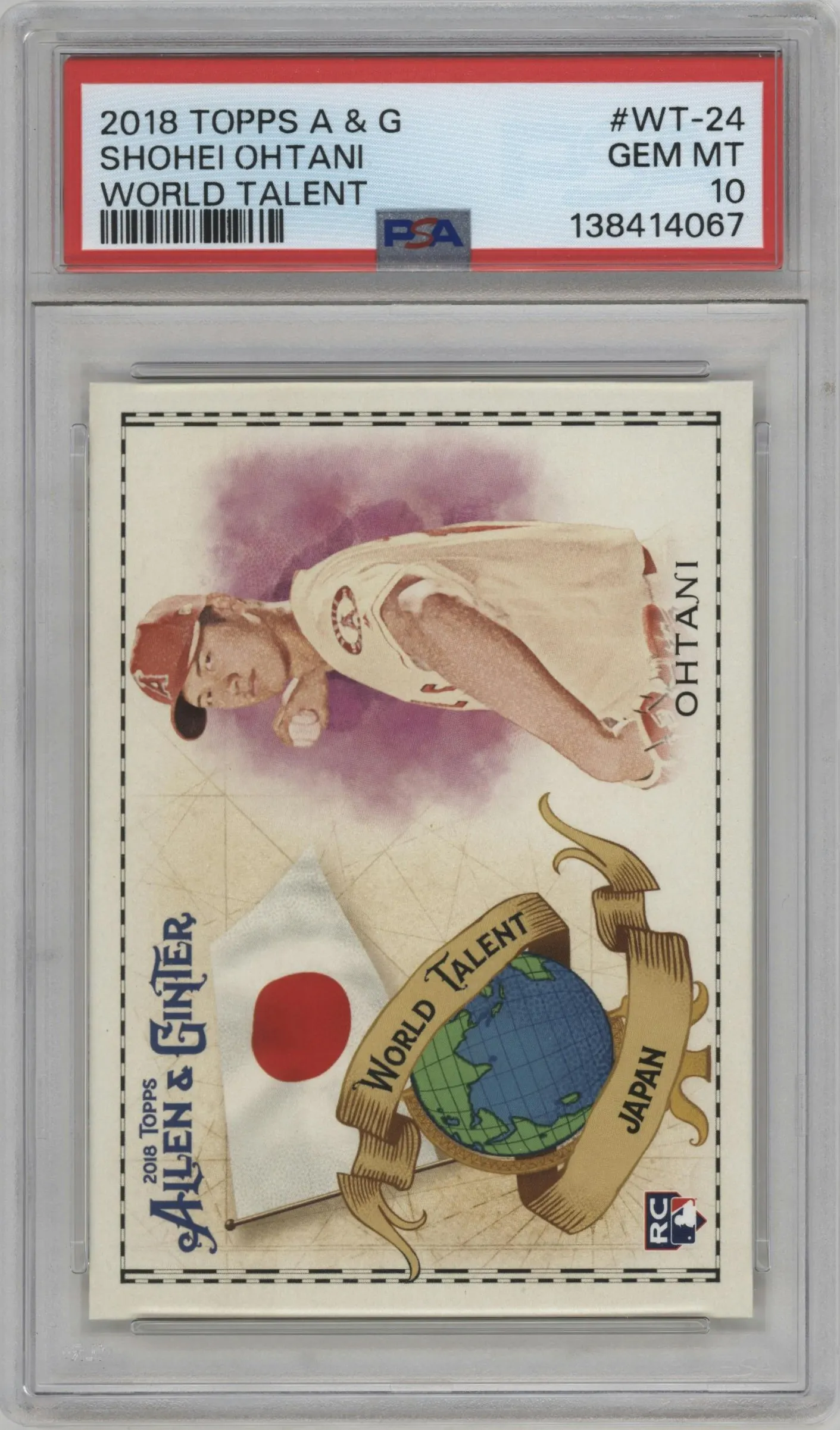 2018 Topps Allen & Ginter World Talent Shohei Ohtani #WT-24 PSA 10