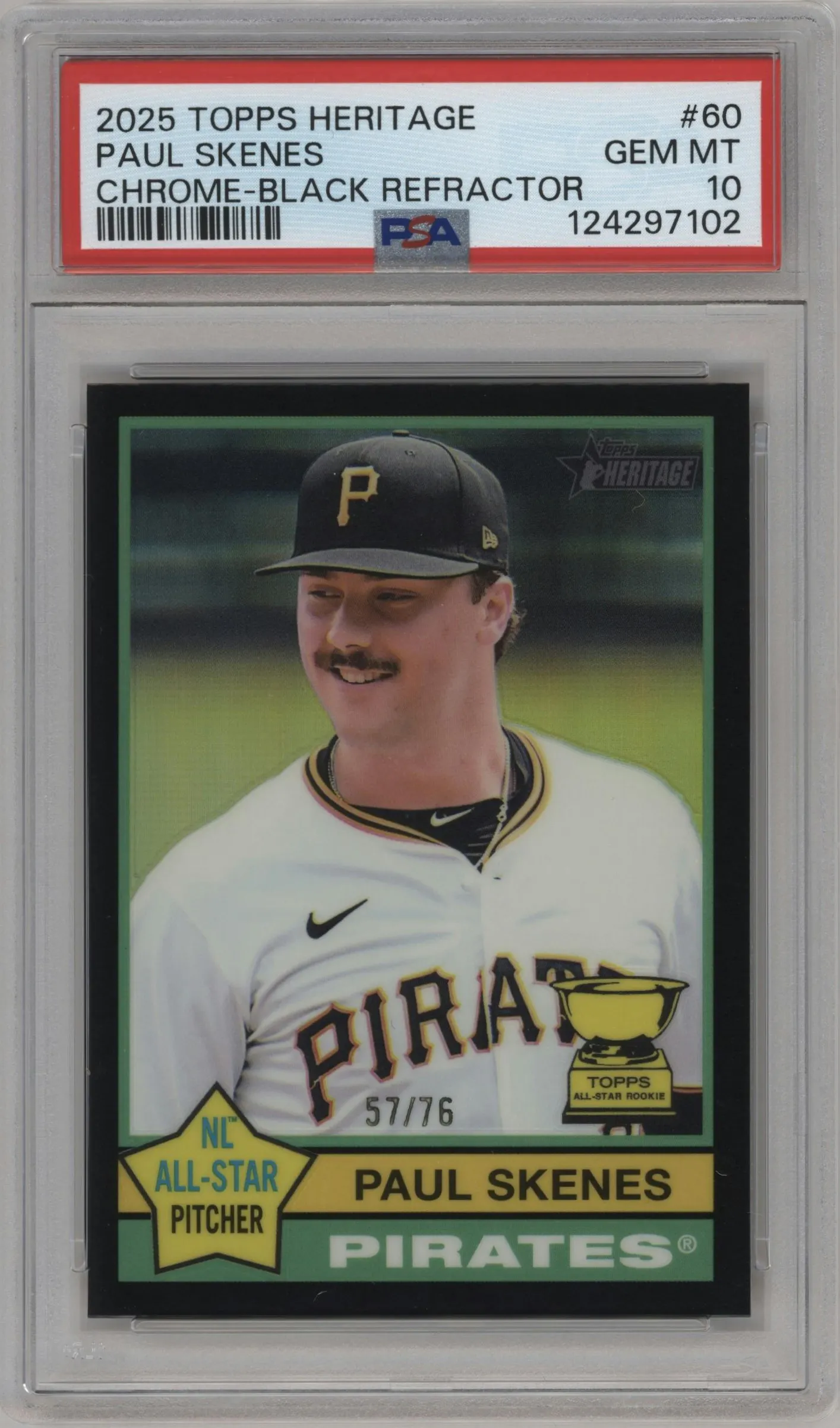 2025 Topps Heritage Chrome Paul Skenes Black Refractor #60 PSA 10