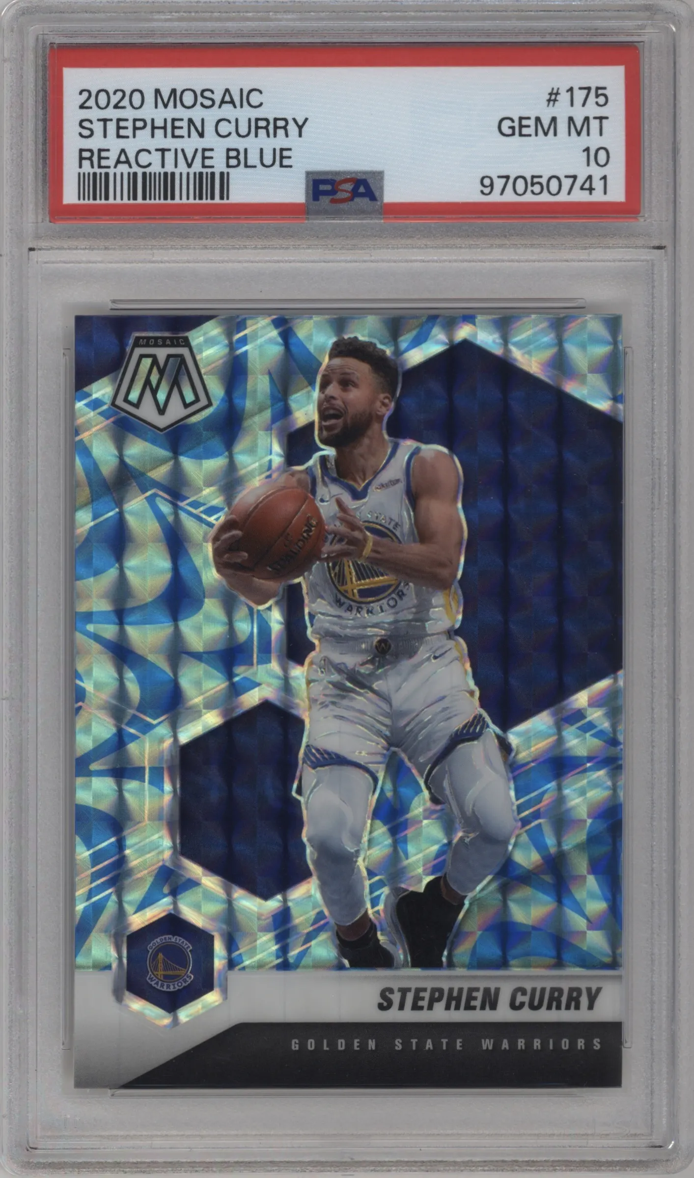 2020 Panini Mosaic Stephen Curry Reactive Blue #175 PSA 10