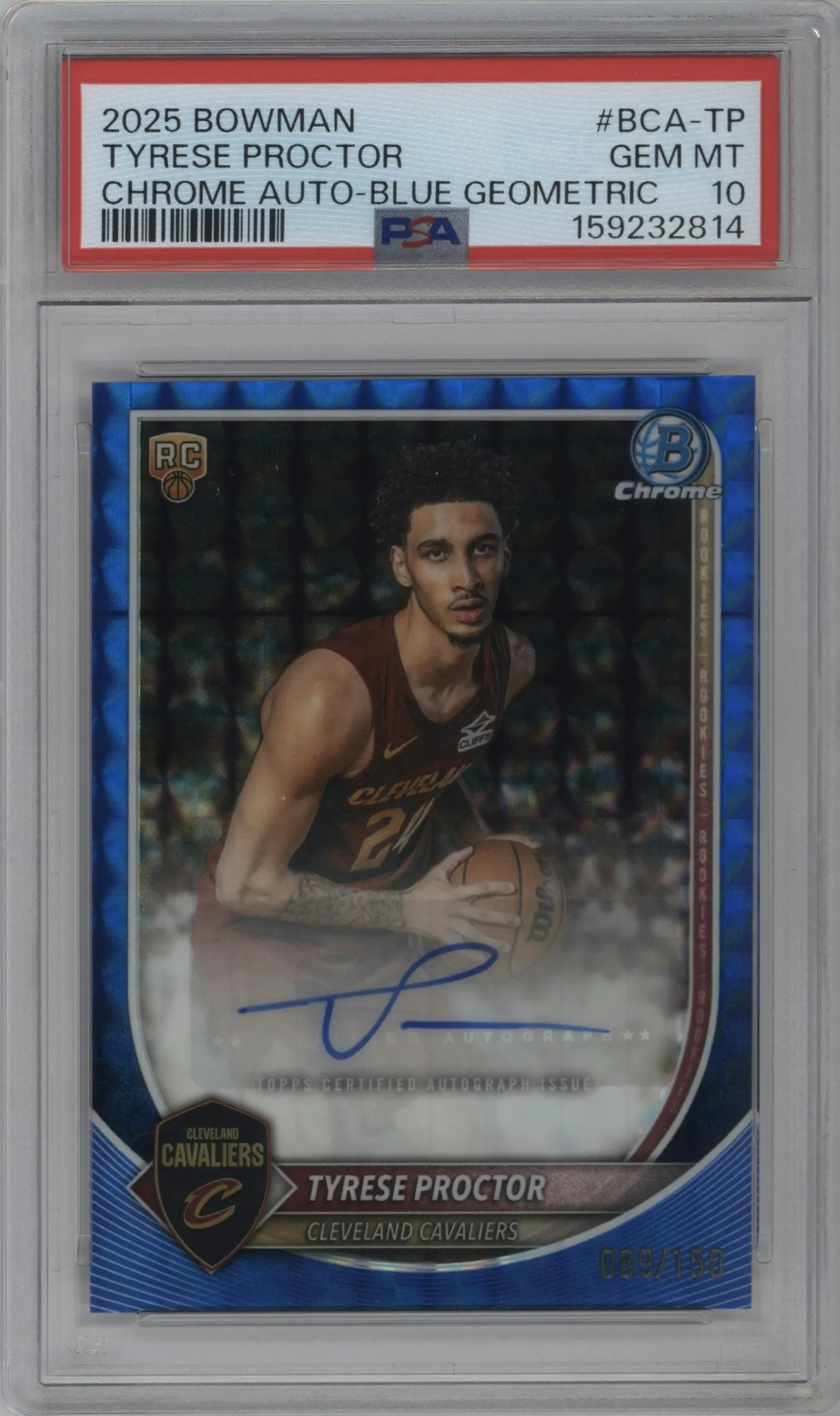2025 Bowman Chrome Auto Tyrese Proctor Blue Geometric #BCA-TP PSA 10