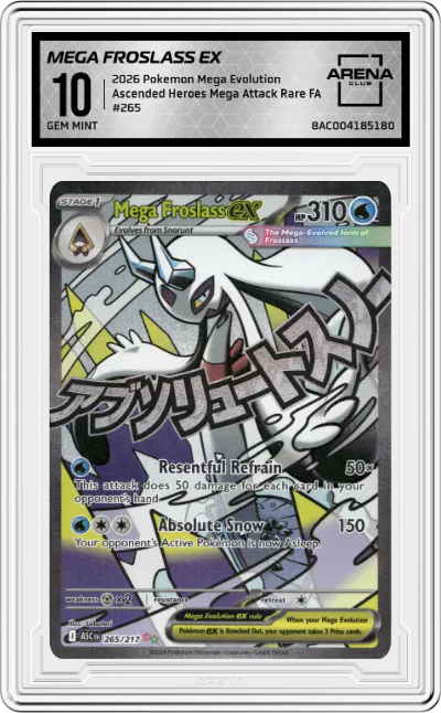 2026 Pokemon Mega Evolution Ascended Heroes Mega Froslass ex Mega Attack Rare #265 ARENA CLUB 10