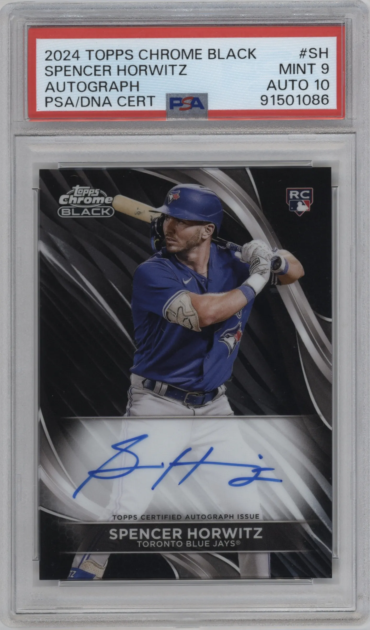 2024 2024 Topps Chrome Black Topps Chrome Black Auto Spencer Horwitz #CBA-SH PSA 9