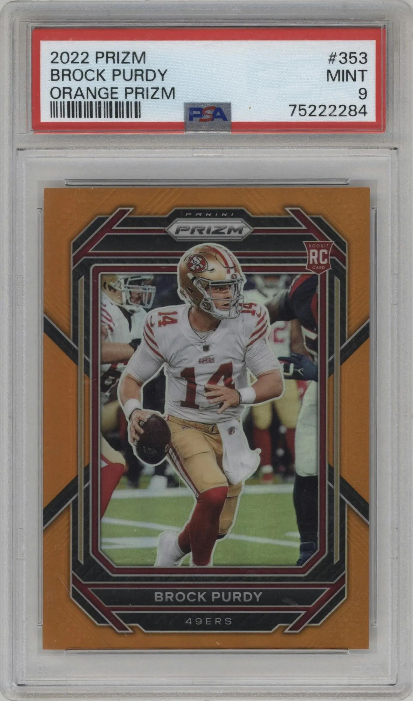 2022 Panini Prizm Brock Purdy Orange Prizm #353 PSA 9