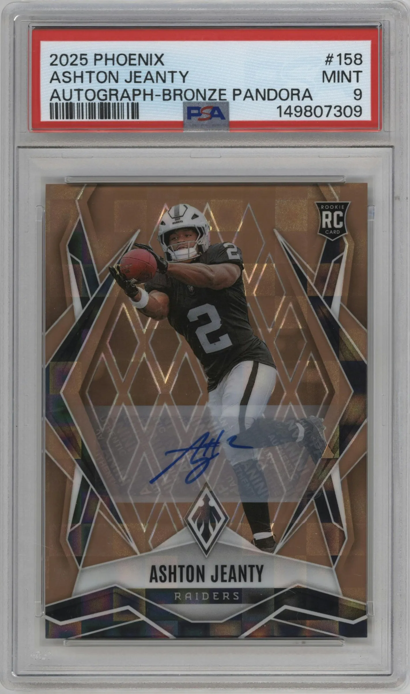2025 Panini Phoenix Auto Ashton Jeanty Bronze Pandora #158 PSA 9