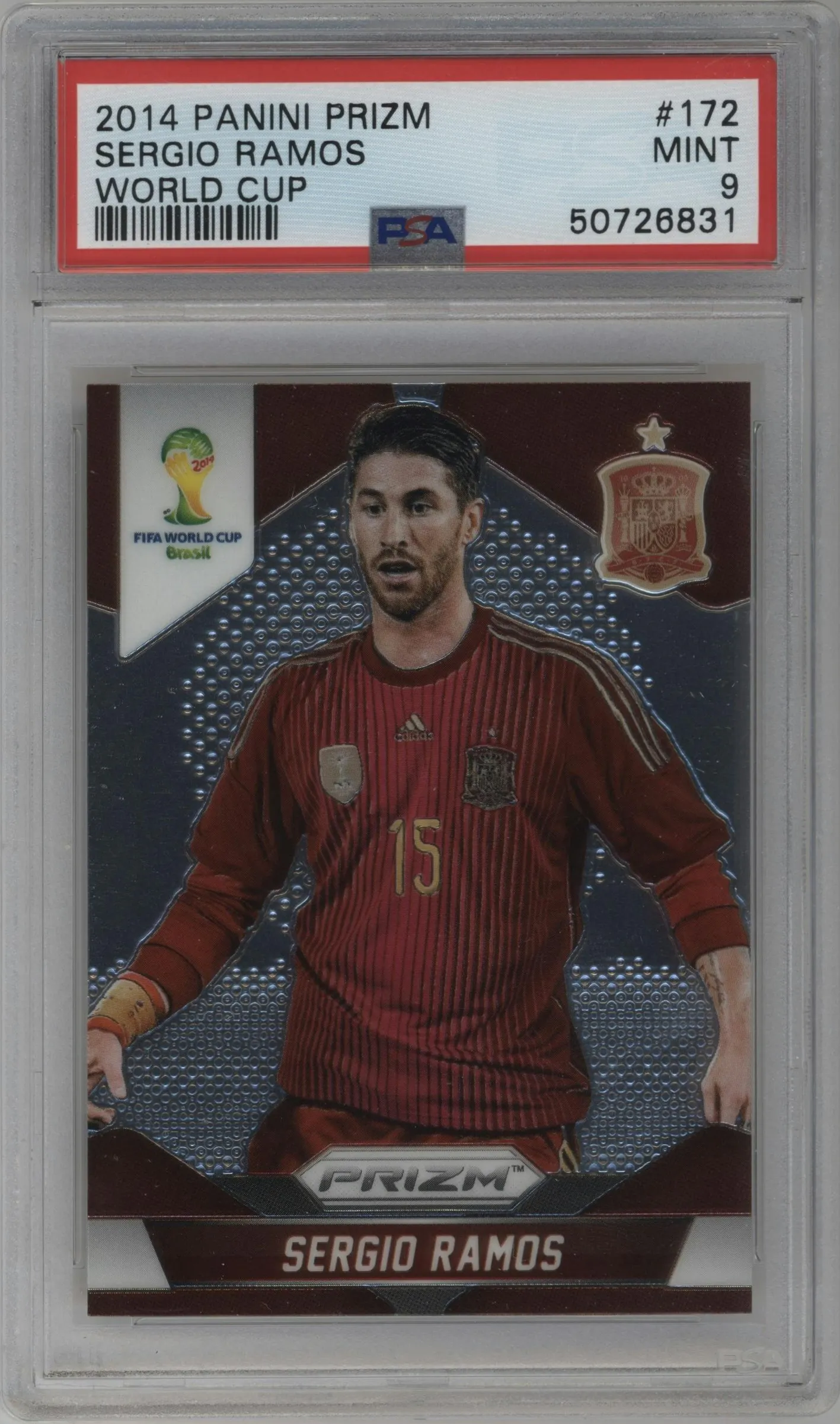 2014 Panini Prizm World Cup Spain Sergio Ramos #172 PSA 9