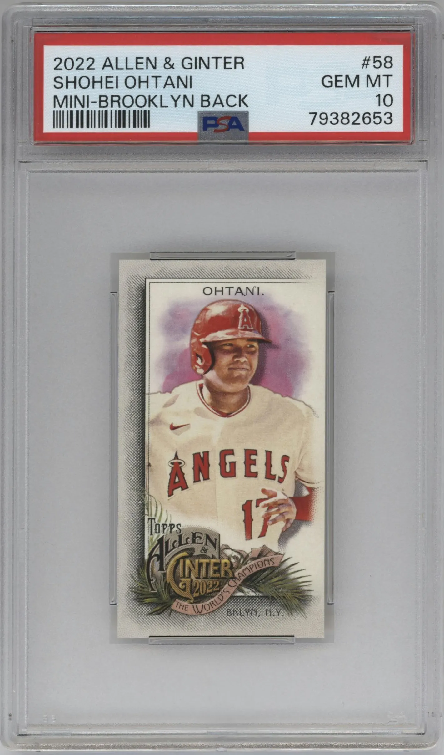 2022 Topps Allen & Ginter Mini Shohei Ohtani Brooklyn Back #58 PSA 10